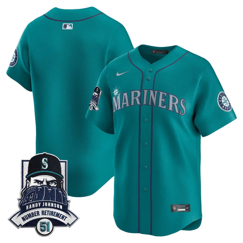 Men's Seattle Mariners Hall-of-Famer Randy Johnson Patch Vapor Premier Limited Jersey - All Stitched