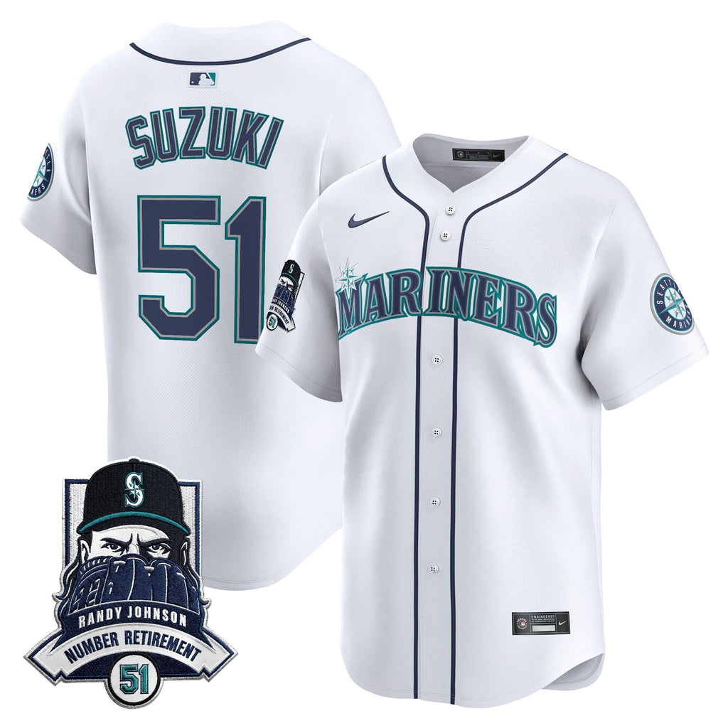 Men's Seattle Mariners Hall-of-Famer Randy Johnson Patch Vapor Premier Limited Jersey - All Stitched