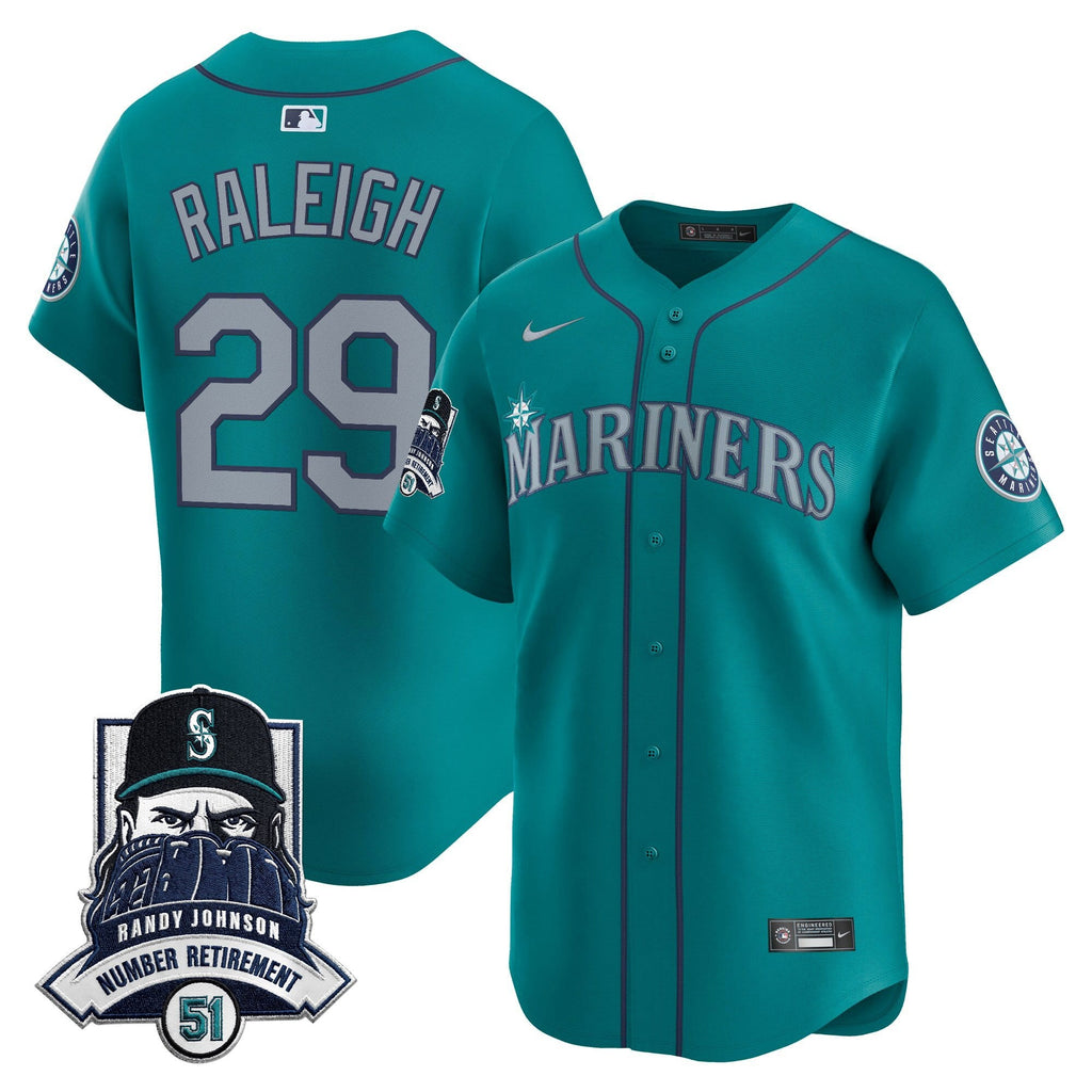 Men's Seattle Mariners Hall-of-Famer Randy Johnson Patch Vapor Premier Limited Jersey - All Stitched