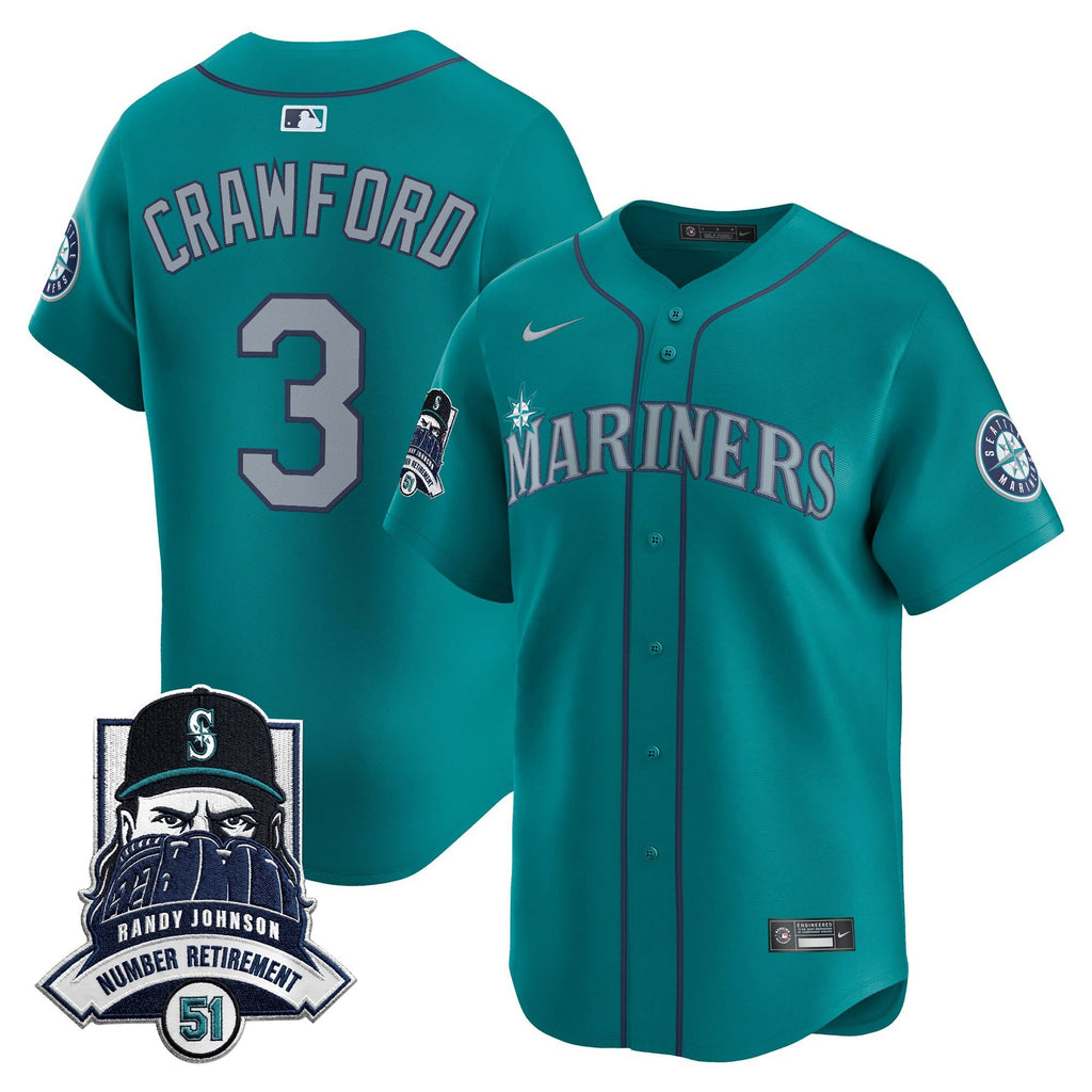 Men's Seattle Mariners Hall-of-Famer Randy Johnson Patch Vapor Premier Limited Jersey - All Stitched
