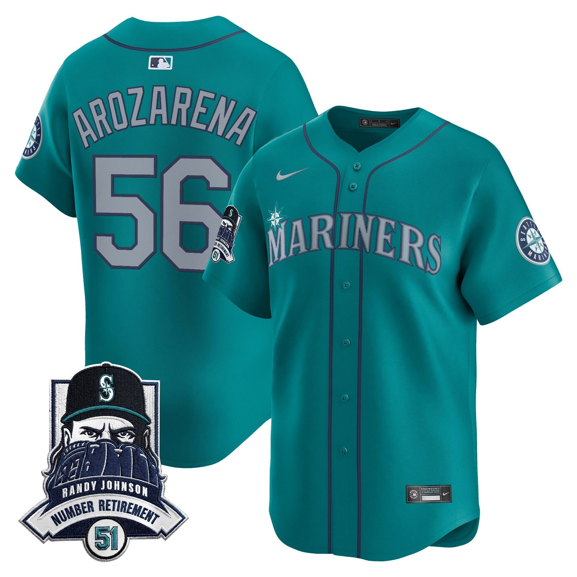 Men's Seattle Mariners Hall-of-Famer Randy Johnson Patch Vapor Premier Limited Jersey - All Stitched