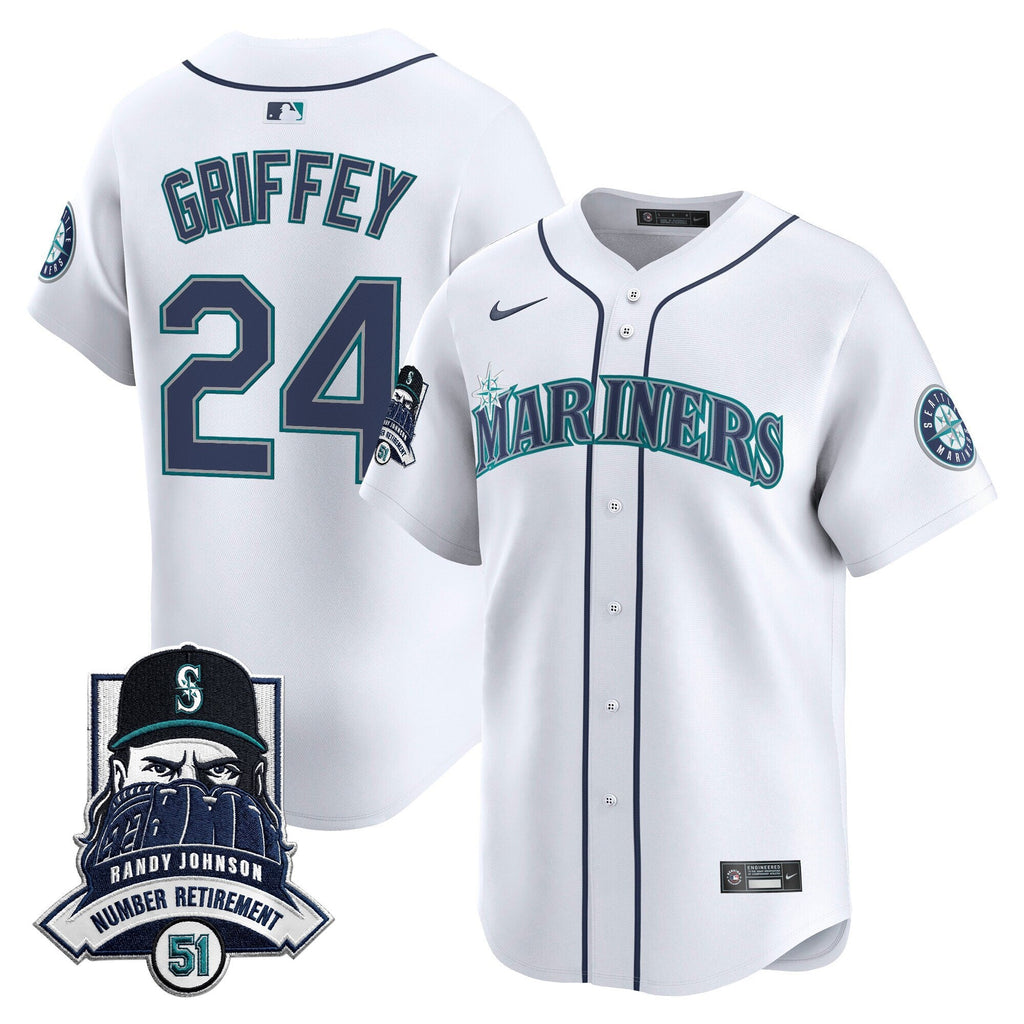 Men's Seattle Mariners Hall-of-Famer Randy Johnson Patch Vapor Premier Limited Jersey - All Stitched