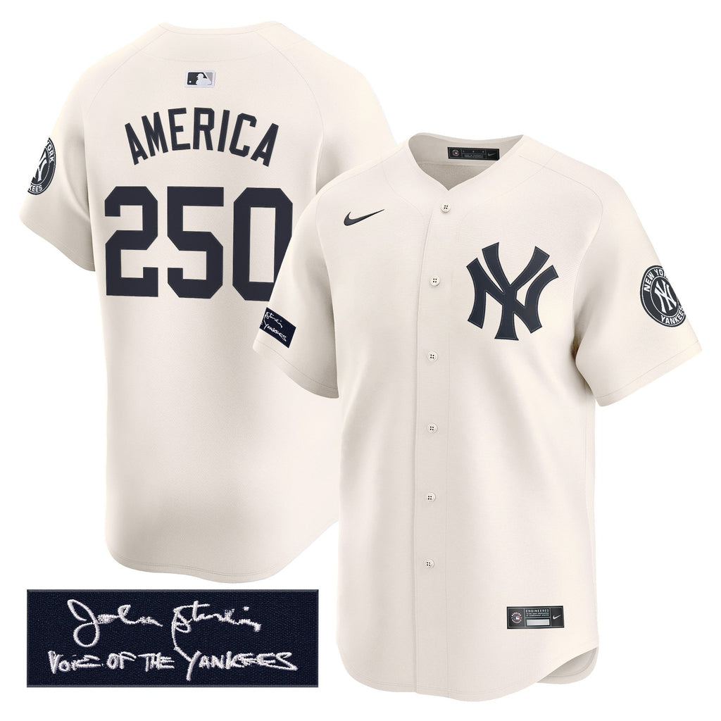 Men's Yankees John Sterling "The Voice of the Yankees" Tribute Patch Vapor Premier Limited Jersey - All Stitched