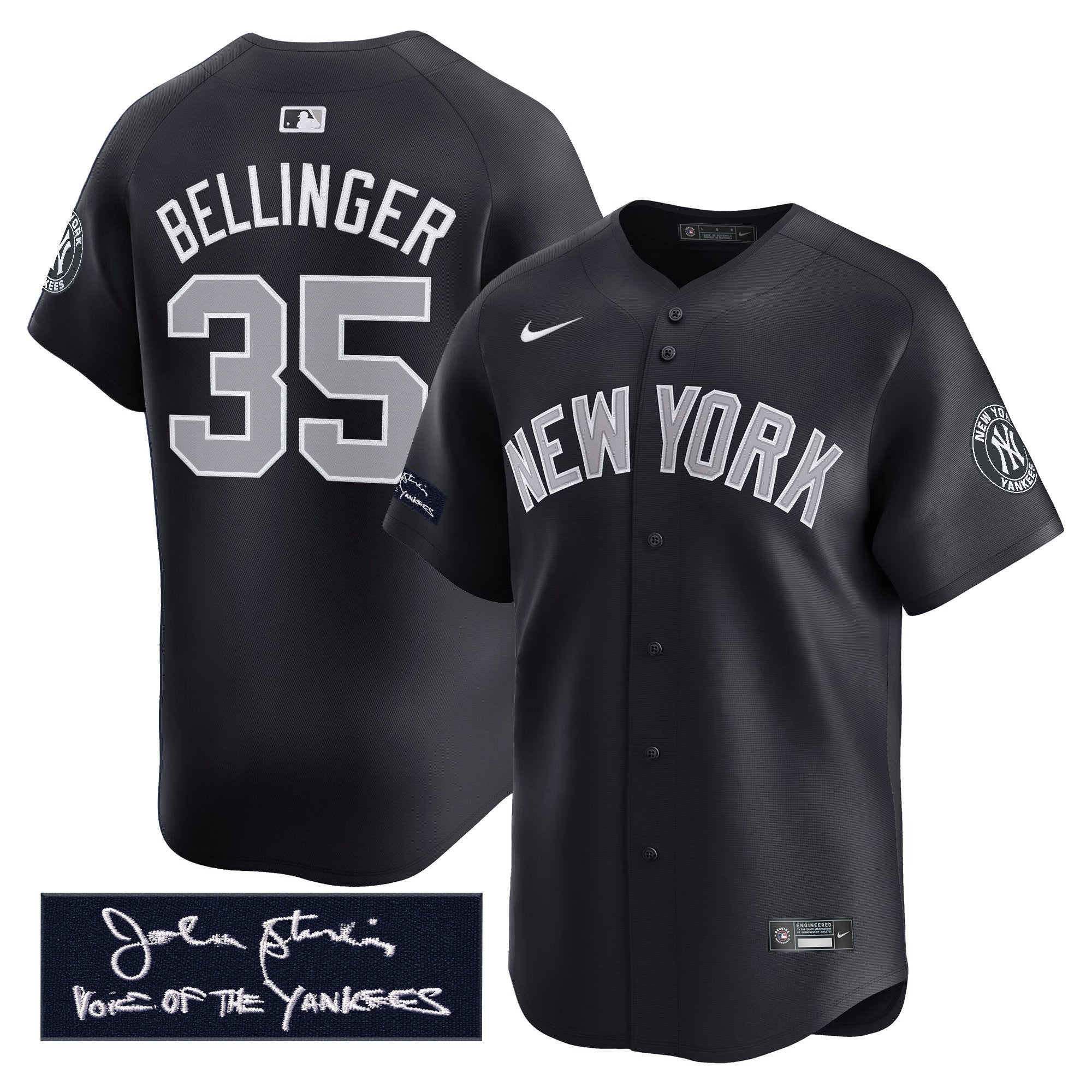 Men's Yankees John Sterling "The Voice of the Yankees" Tribute Patch Vapor Premier Limited Jersey - All Stitched