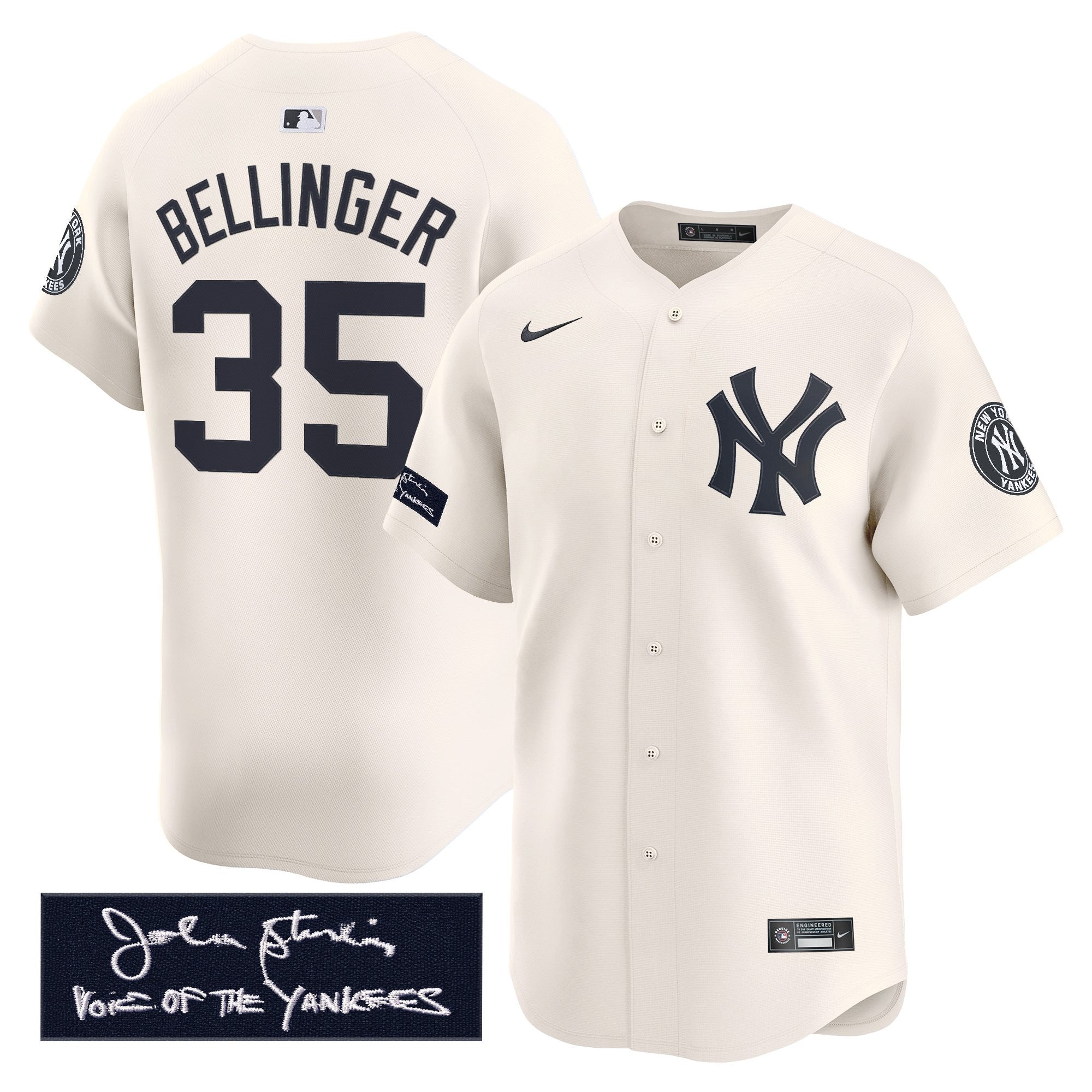 Men's Yankees John Sterling "The Voice of the Yankees" Tribute Patch Vapor Premier Limited Jersey - All Stitched