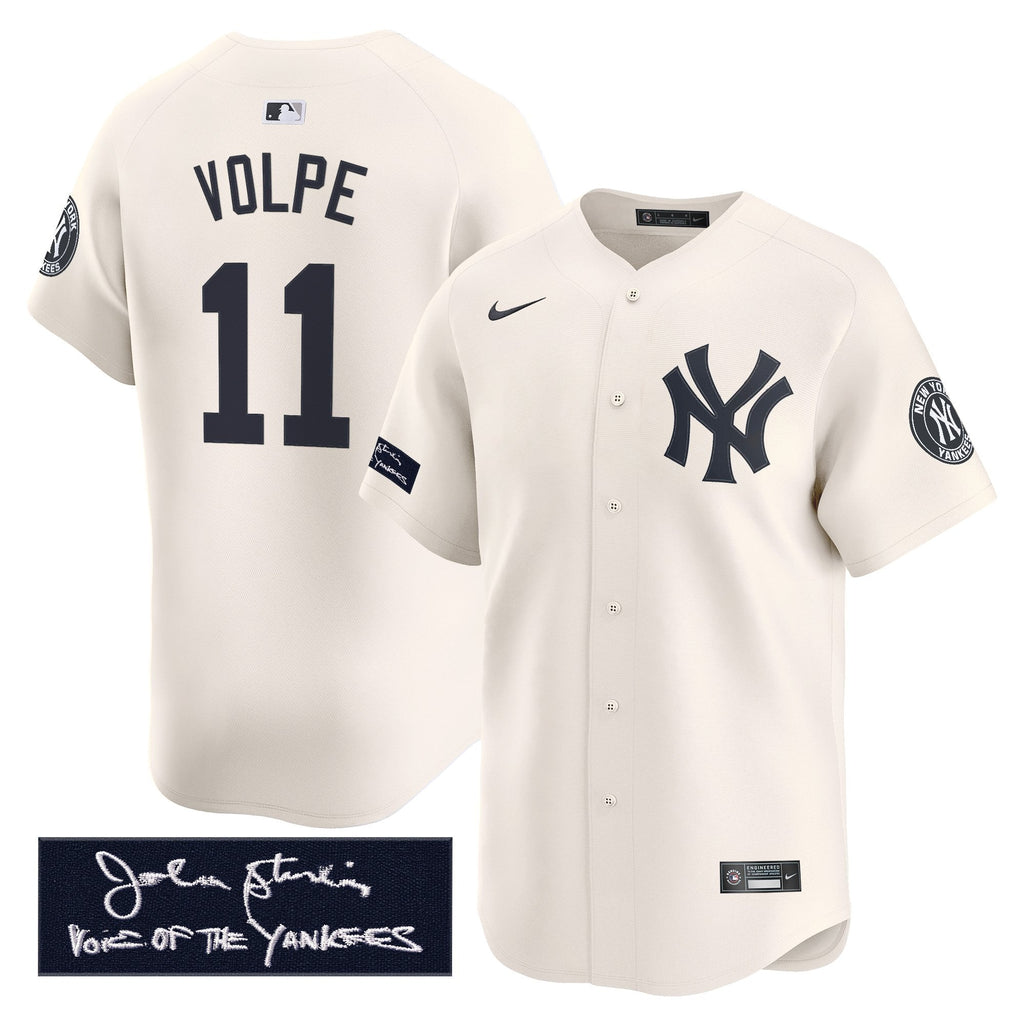 Men's Yankees John Sterling "The Voice of the Yankees" Tribute Patch Vapor Premier Limited Jersey - All Stitched
