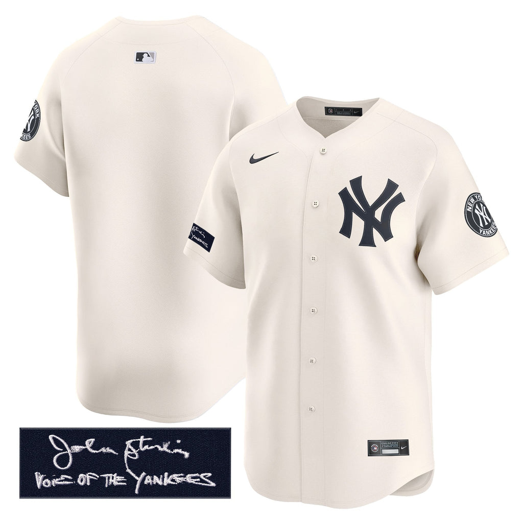 Men's Yankees John Sterling "The Voice of the Yankees" Tribute Patch Vapor Premier Limited Jersey - All Stitched