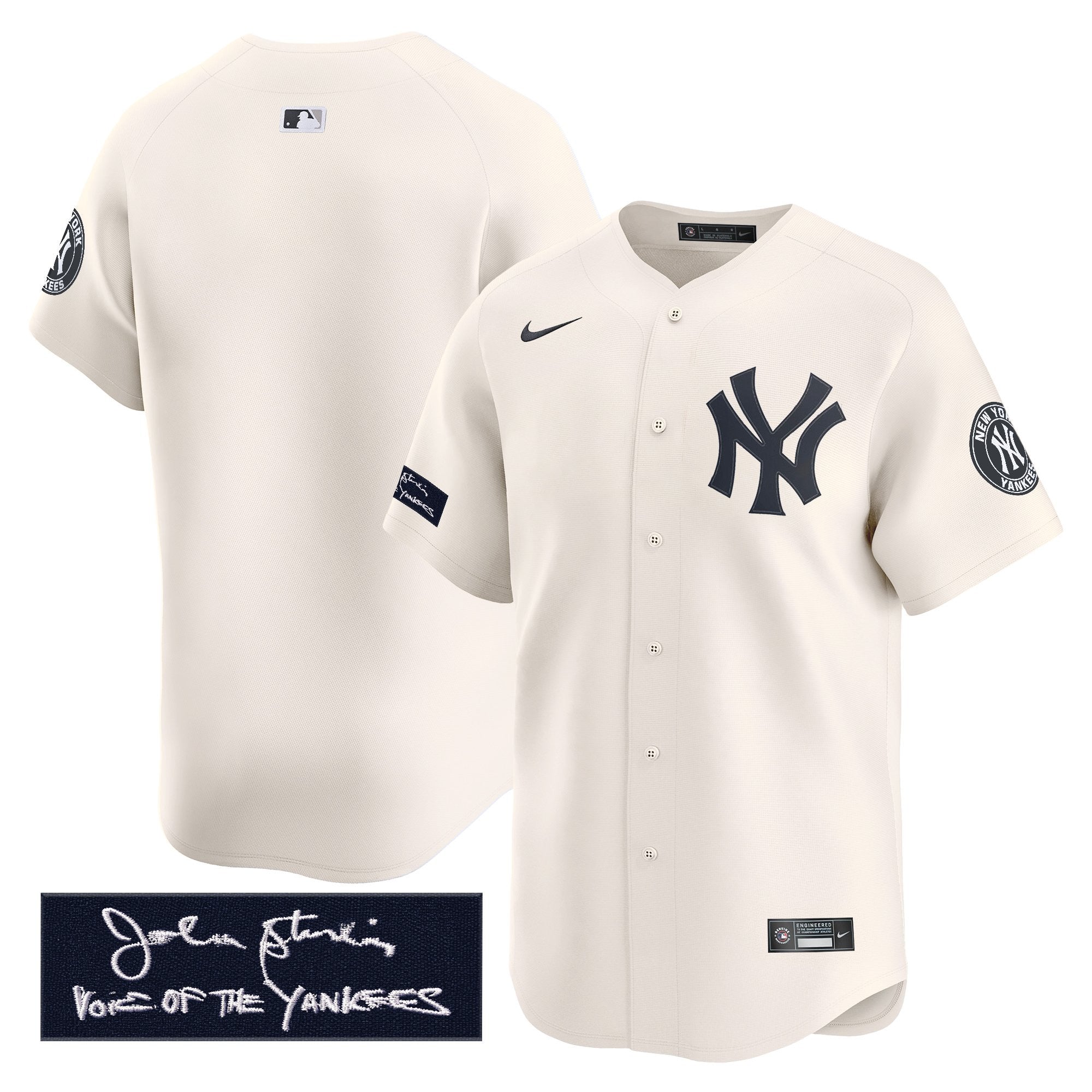 Men's Yankees John Sterling "The Voice of the Yankees" Tribute Patch Vapor Premier Limited Jersey - All Stitched