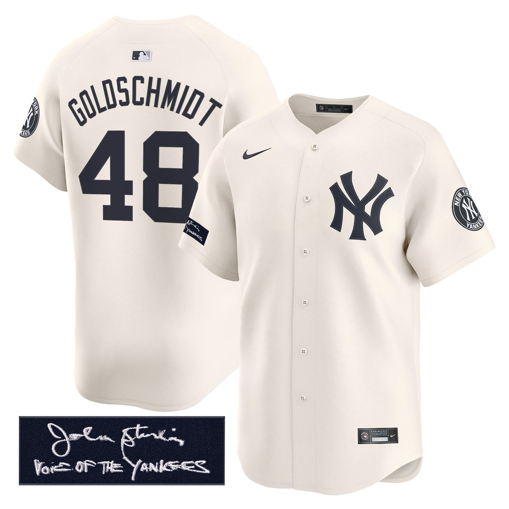 Men's Yankees John Sterling "The Voice of the Yankees" Tribute Patch Vapor Premier Limited Jersey - All Stitched
