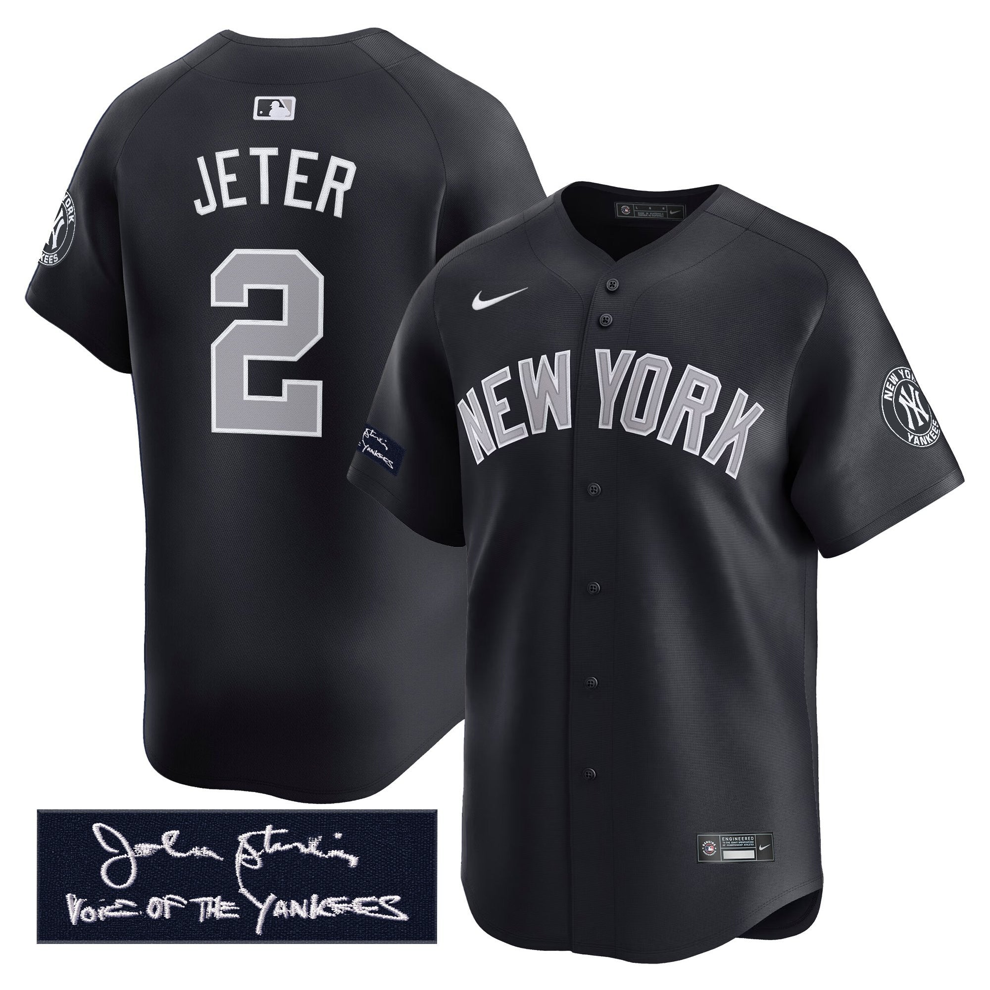 Men's Yankees John Sterling "The Voice of the Yankees" Tribute Patch Vapor Premier Limited Jersey - All Stitched