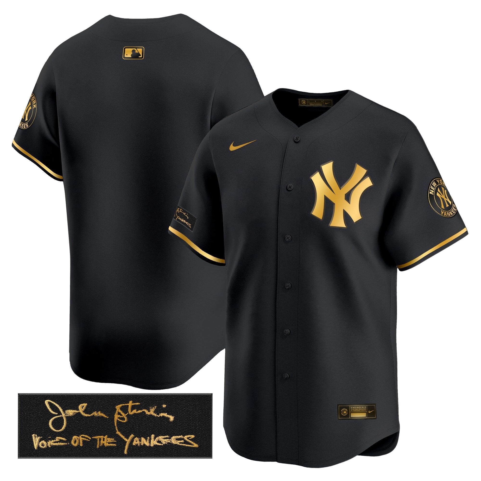 Men's Yankees John Sterling "The Voice of the Yankees" Tribute Patch Vapor Premier Limited Jersey - All Stitched