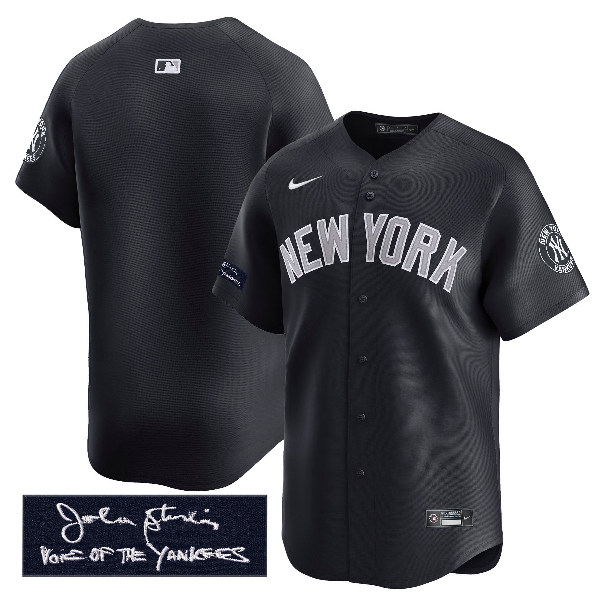 Men's Yankees John Sterling "The Voice of the Yankees" Tribute Patch Vapor Premier Limited Jersey - All Stitched