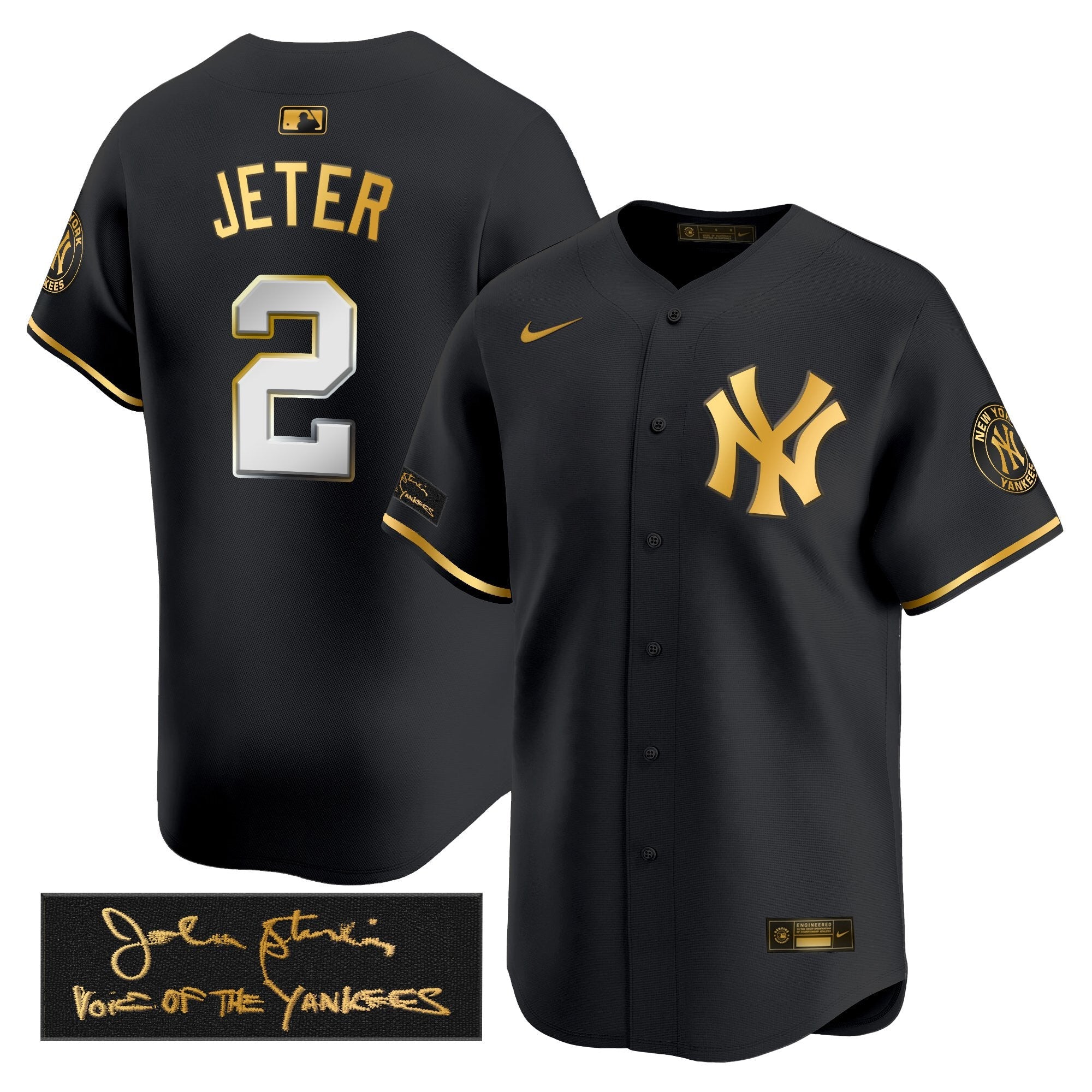 Men's Yankees John Sterling "The Voice of the Yankees" Tribute Patch Vapor Premier Limited Jersey - All Stitched