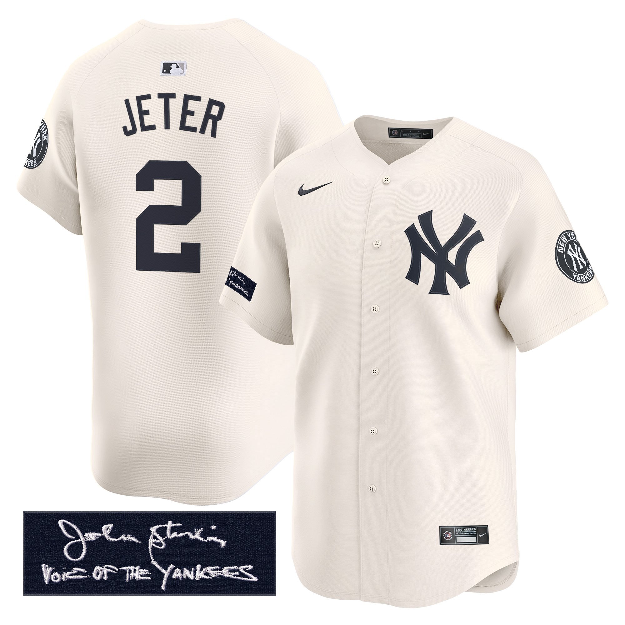 Men's Yankees John Sterling "The Voice of the Yankees" Tribute Patch Vapor Premier Limited Jersey - All Stitched