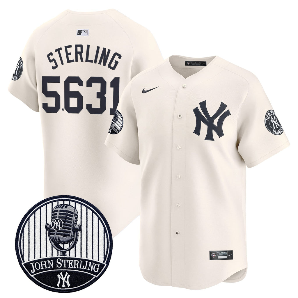 Men's Yankees John Sterling "The Voice of the Yankees" Tribute Patch Vapor Premier Limited Jersey V2 - All Stitched