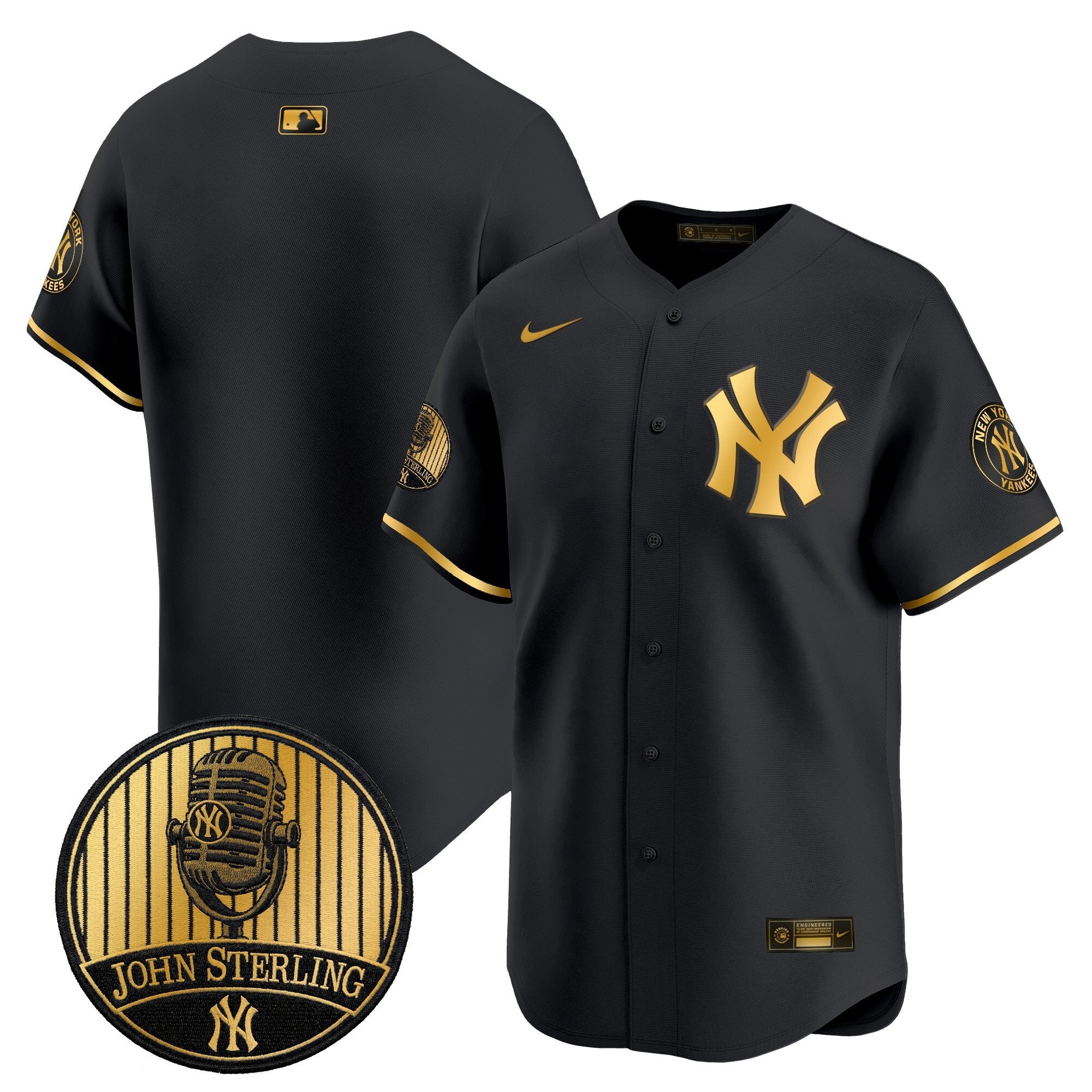 Men's Yankees John Sterling "The Voice of the Yankees" Tribute Patch Vapor Premier Limited Jersey V2 - All Stitched