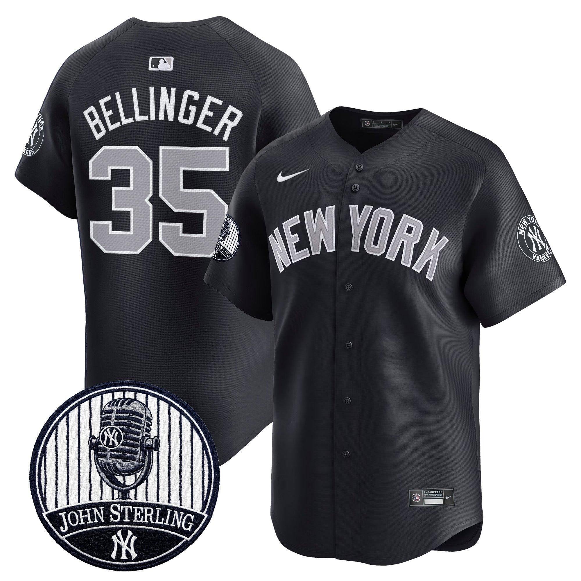 Men's Yankees John Sterling "The Voice of the Yankees" Tribute Patch Vapor Premier Limited Jersey V2 - All Stitched