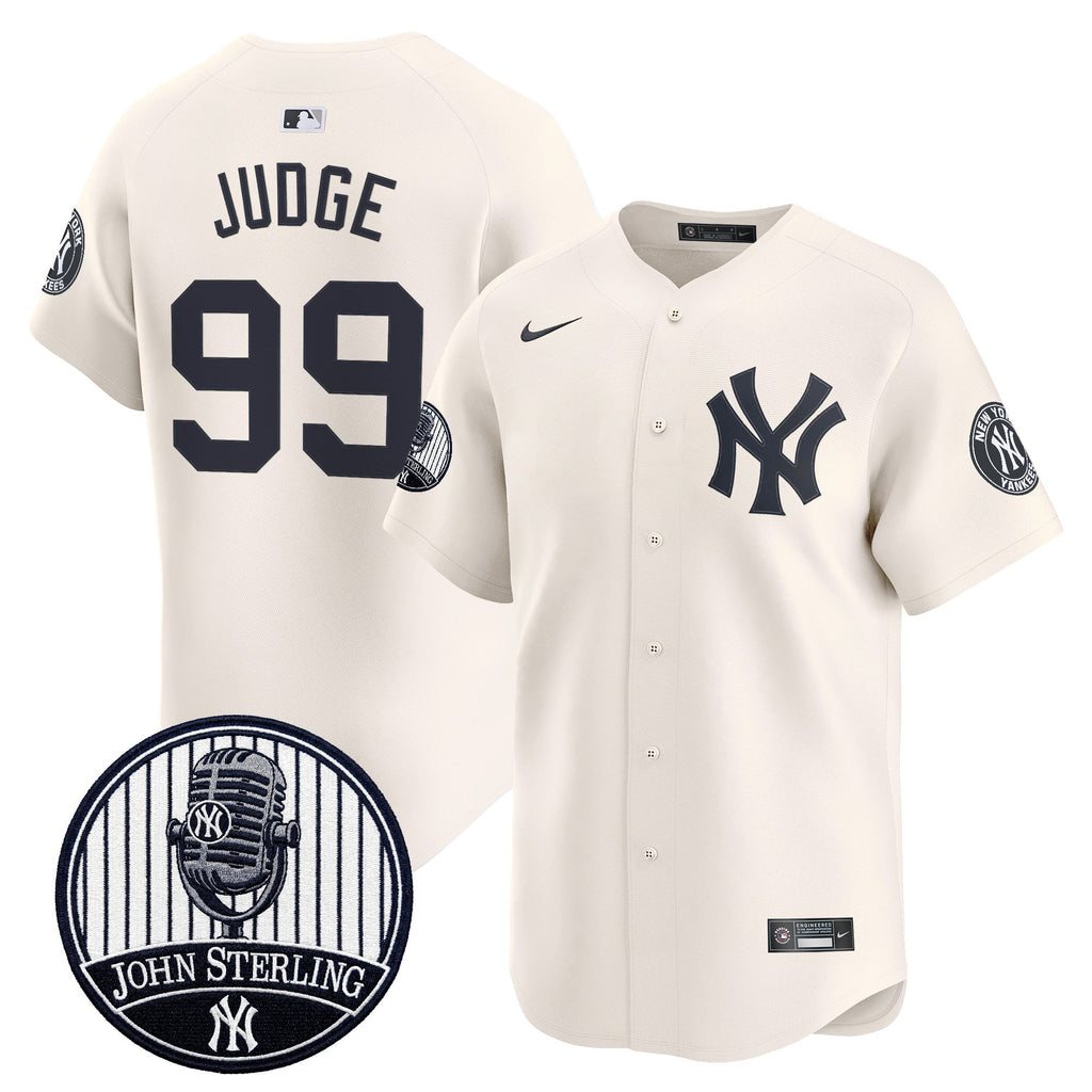 Men's Yankees John Sterling "The Voice of the Yankees" Tribute Patch Vapor Premier Limited Jersey V2 - All Stitched