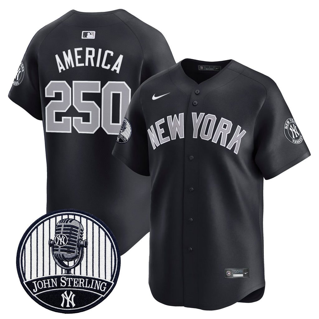 Men's Yankees John Sterling "The Voice of the Yankees" Tribute Patch Vapor Premier Limited Jersey V2 - All Stitched