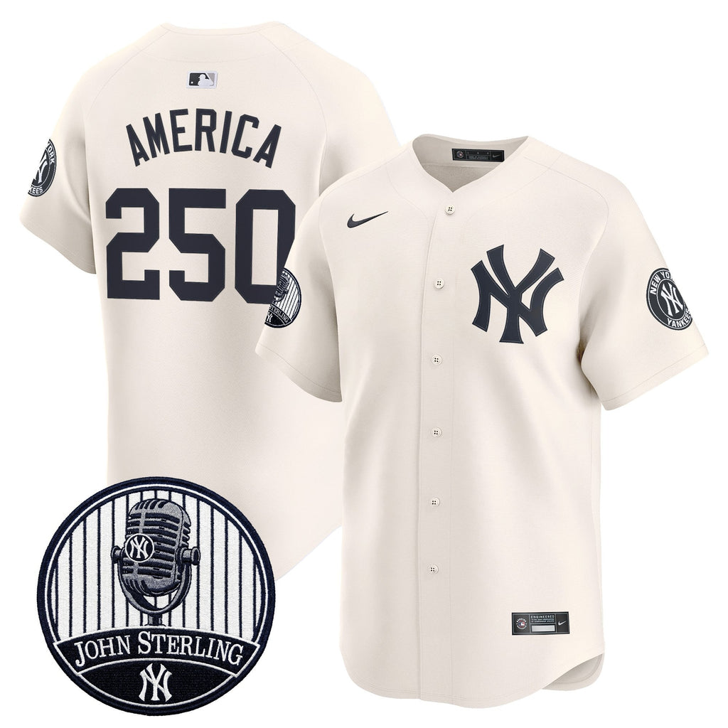 Men's Yankees John Sterling "The Voice of the Yankees" Tribute Patch Vapor Premier Limited Jersey V2 - All Stitched