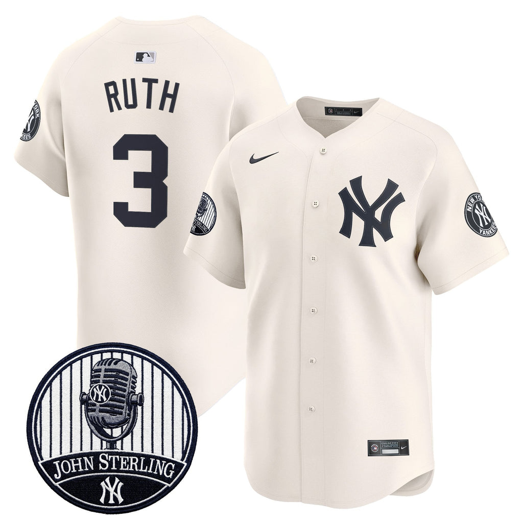 Men's Yankees John Sterling "The Voice of the Yankees" Tribute Patch Vapor Premier Limited Jersey V2 - All Stitched