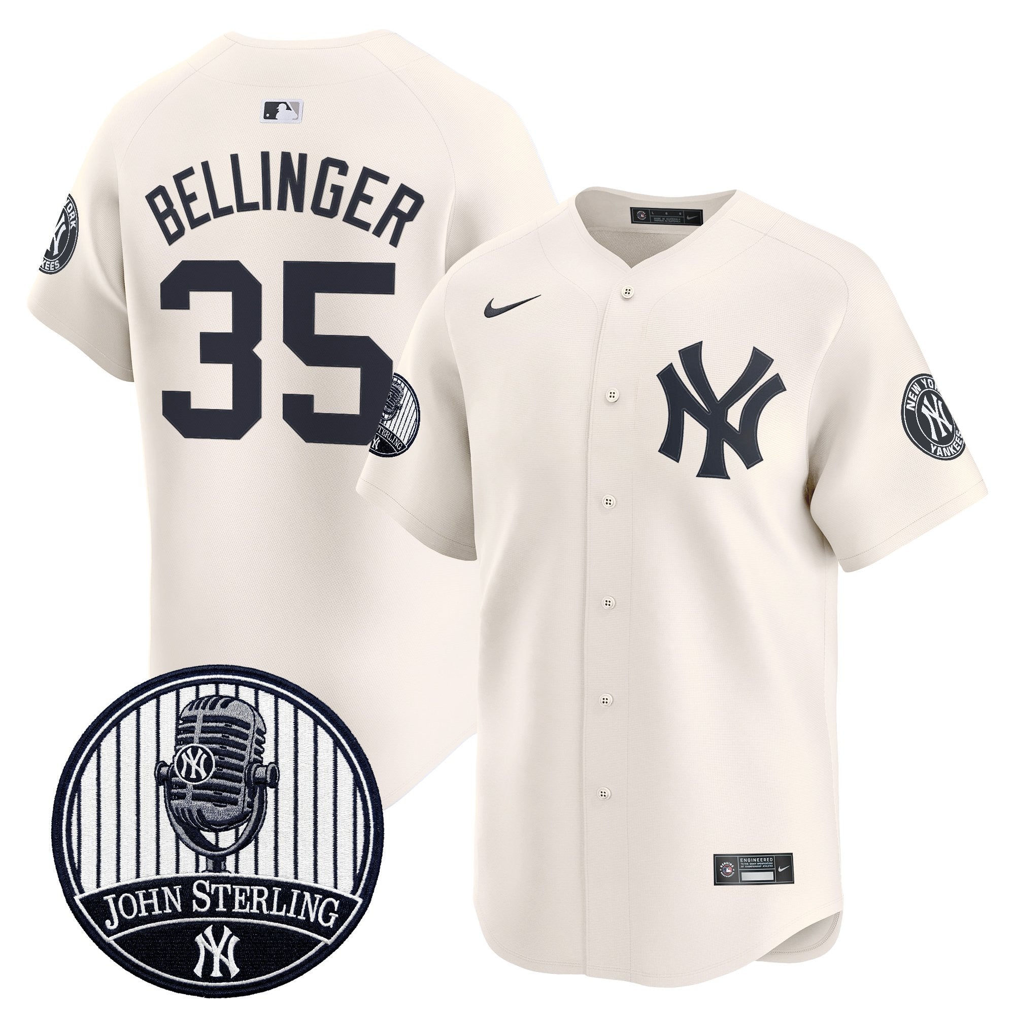 Men's Yankees John Sterling "The Voice of the Yankees" Tribute Patch Vapor Premier Limited Jersey V2 - All Stitched