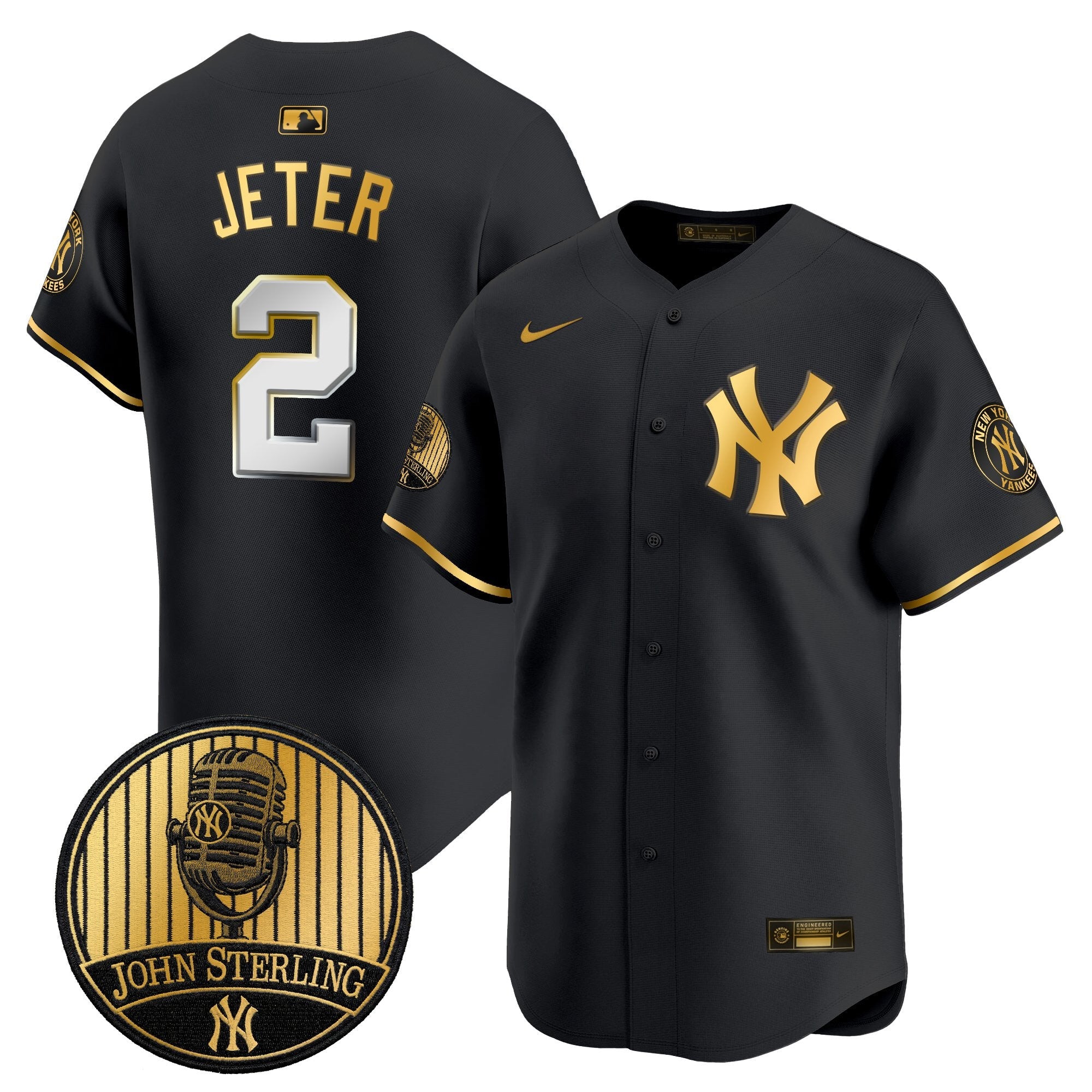 Men's Yankees John Sterling "The Voice of the Yankees" Tribute Patch Vapor Premier Limited Jersey V2 - All Stitched
