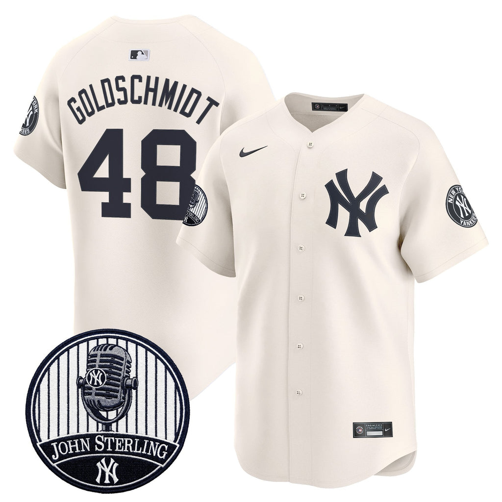 Men's Yankees John Sterling "The Voice of the Yankees" Tribute Patch Vapor Premier Limited Jersey V2 - All Stitched