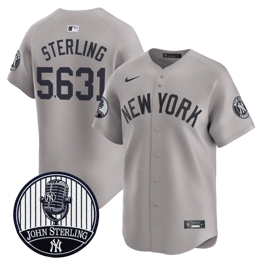 Men's Yankees John Sterling "The Voice of the Yankees" Tribute Patch Vapor Premier Limited Jersey V2 - All Stitched
