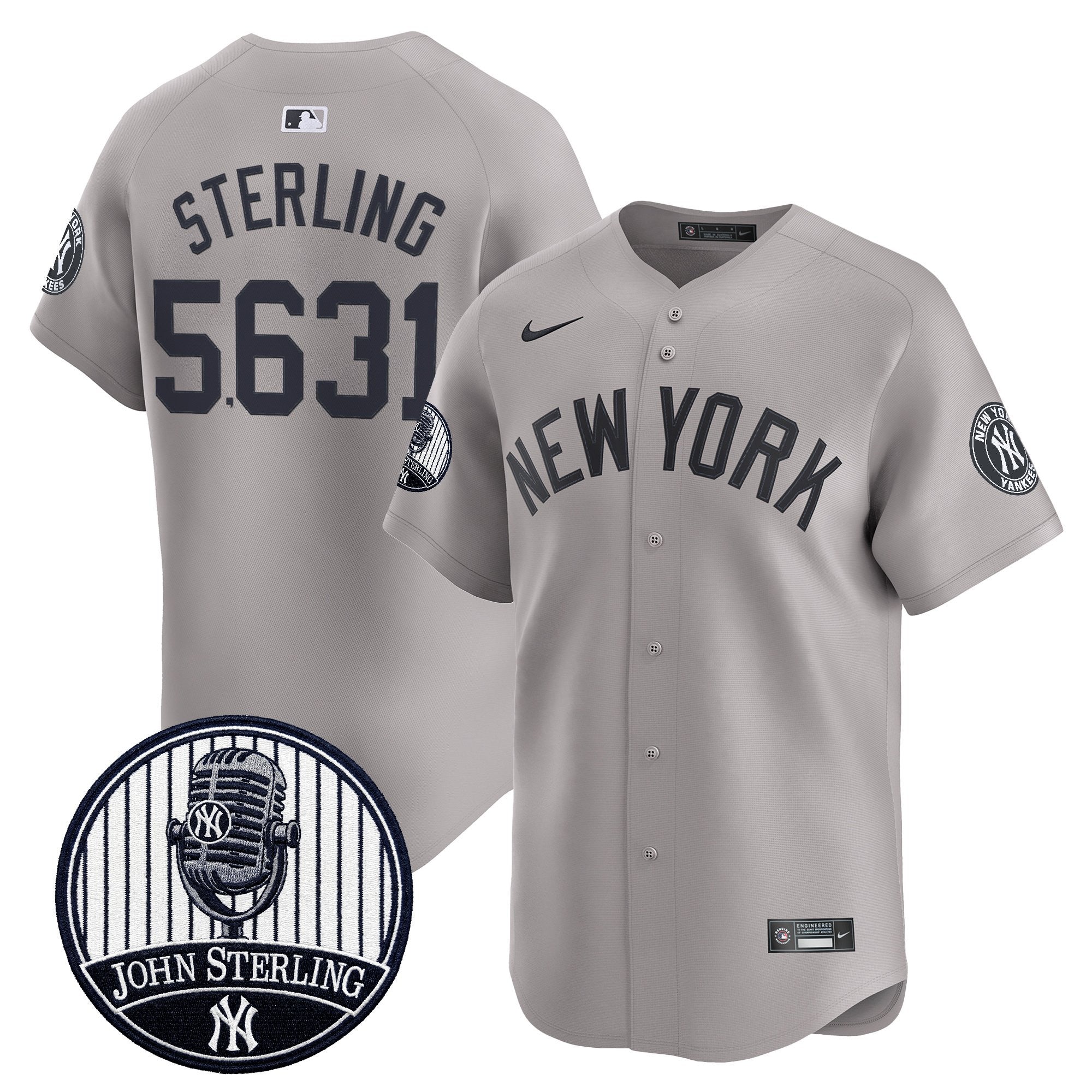 Men's Yankees John Sterling "The Voice of the Yankees" Tribute Patch Vapor Premier Limited Jersey V2 - All Stitched