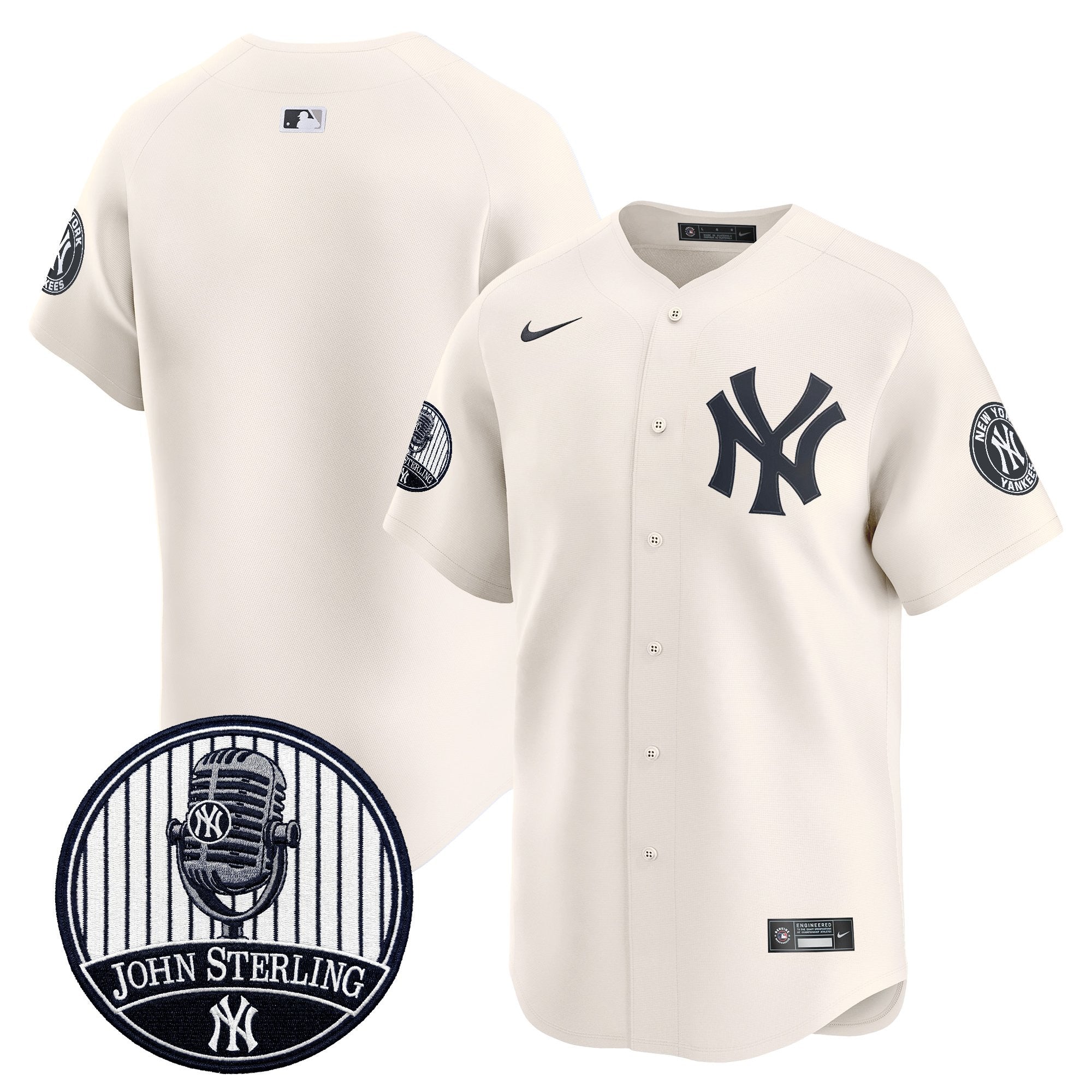 Men's Yankees John Sterling "The Voice of the Yankees" Tribute Patch Vapor Premier Limited Jersey V2 - All Stitched