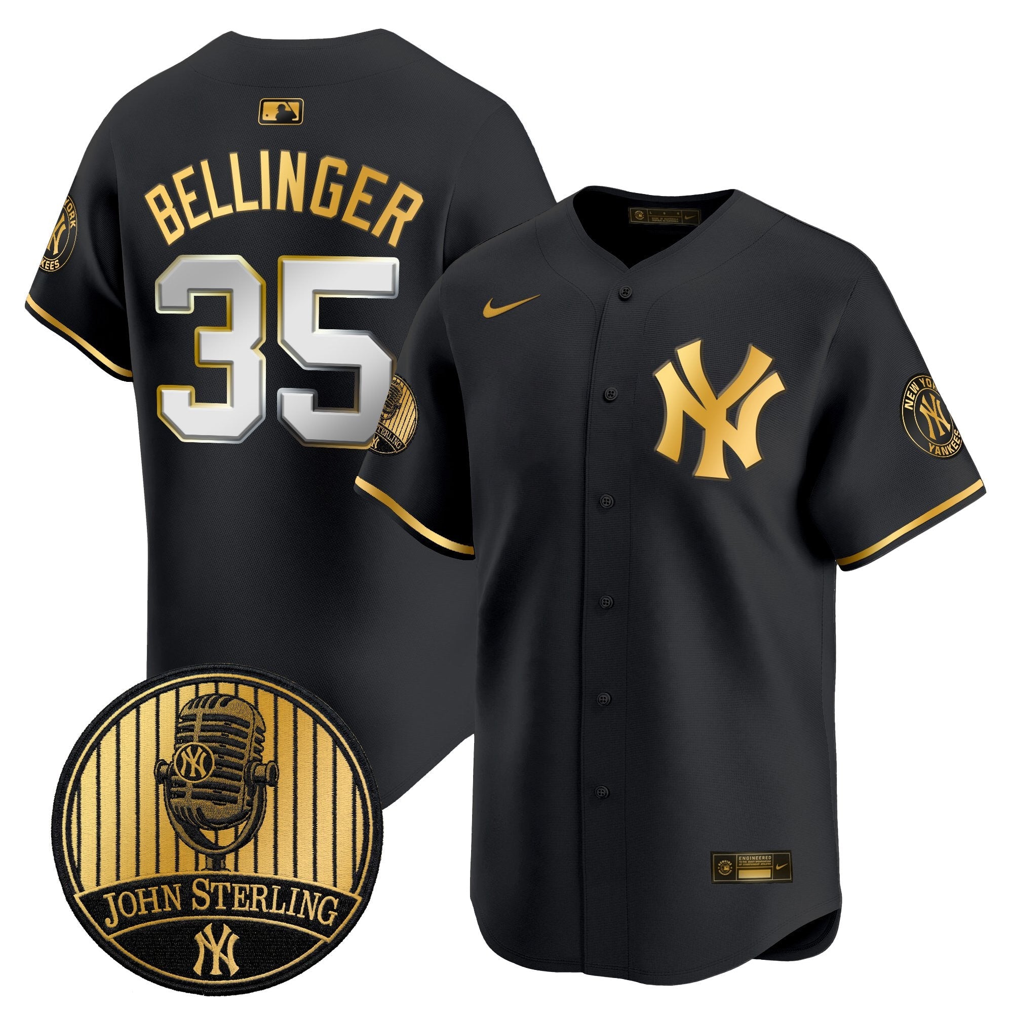 Men's Yankees John Sterling "The Voice of the Yankees" Tribute Patch Vapor Premier Limited Jersey V2 - All Stitched