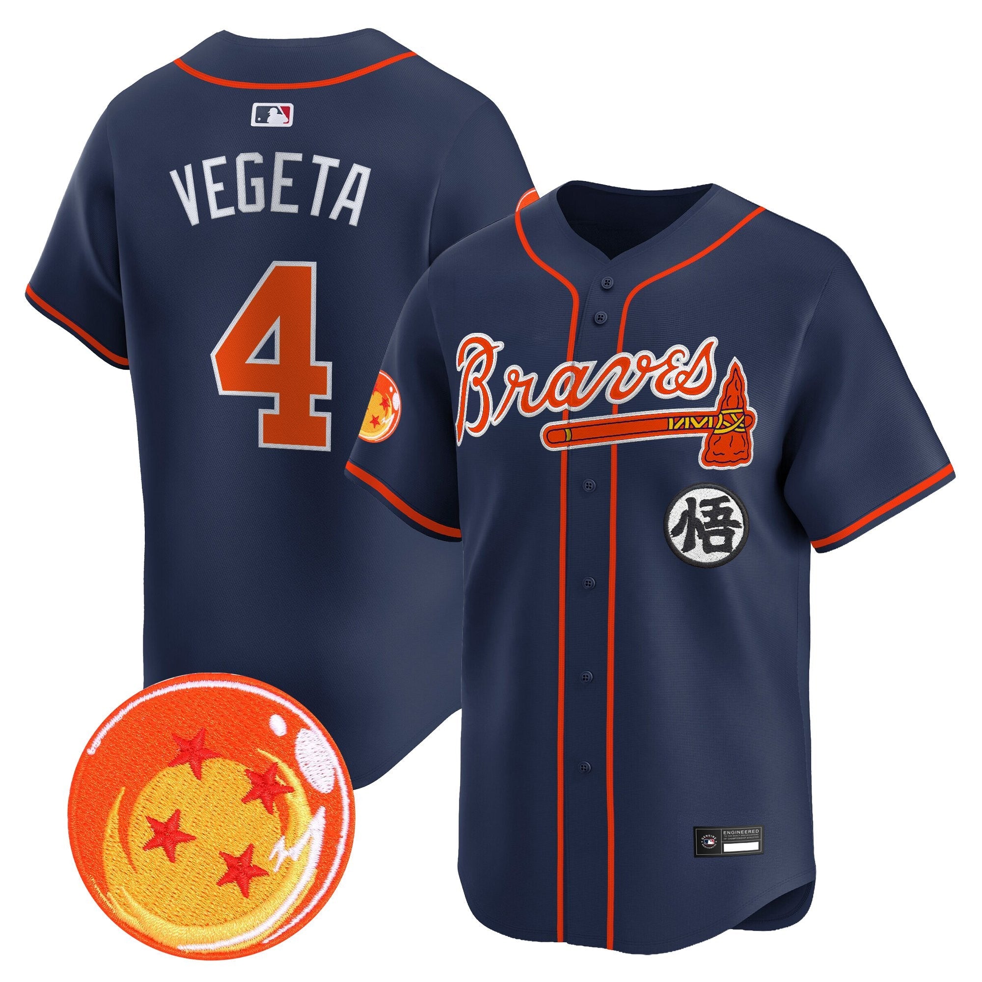 Men's Atlanta Braves x Dragon Ball Vapor Premier Limited Jersey - All Stitched