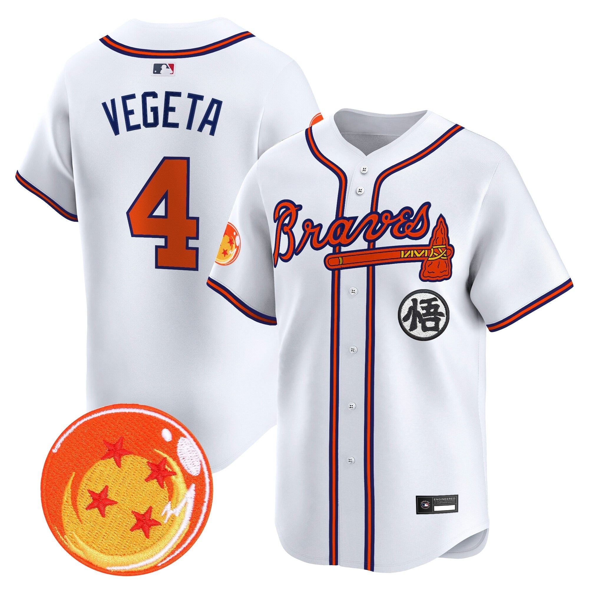 Men's Atlanta Braves x Dragon Ball Vapor Premier Limited Jersey - All Stitched
