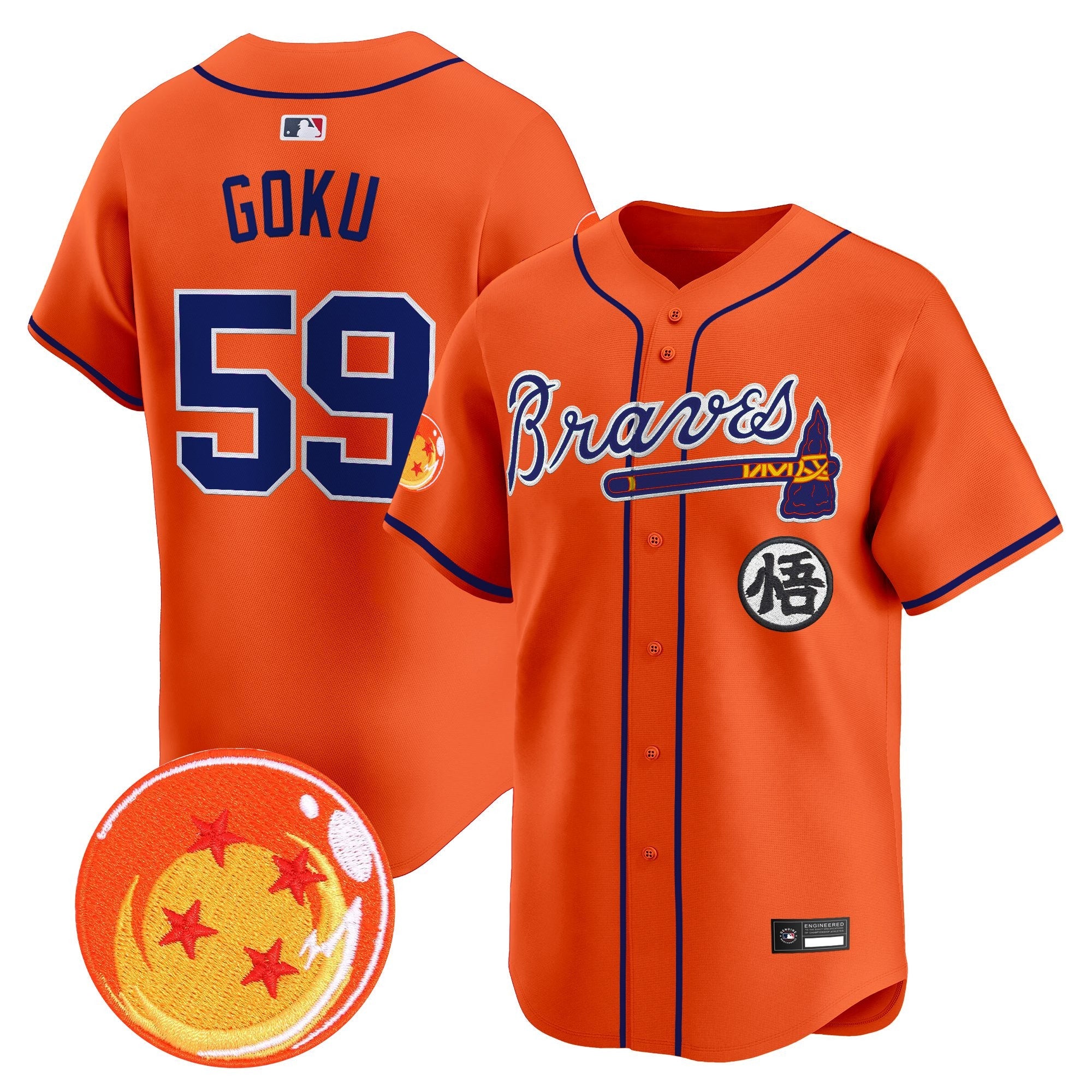 Men's Atlanta Braves x Dragon Ball Vapor Premier Limited Jersey - All Stitched