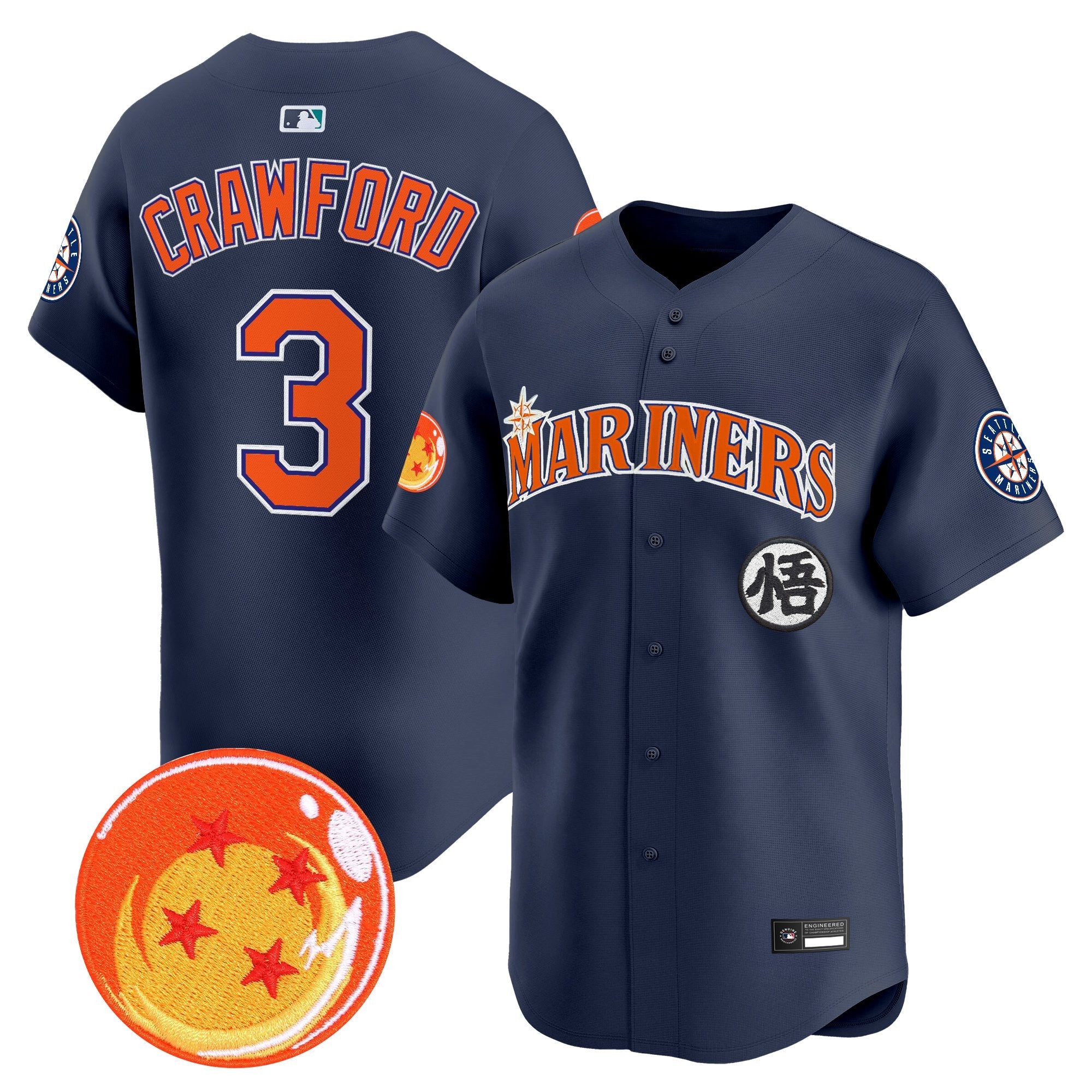 Men's Seattle Mariners x Dragon Ball Vapor Premier Limited Jersey - All Stitched