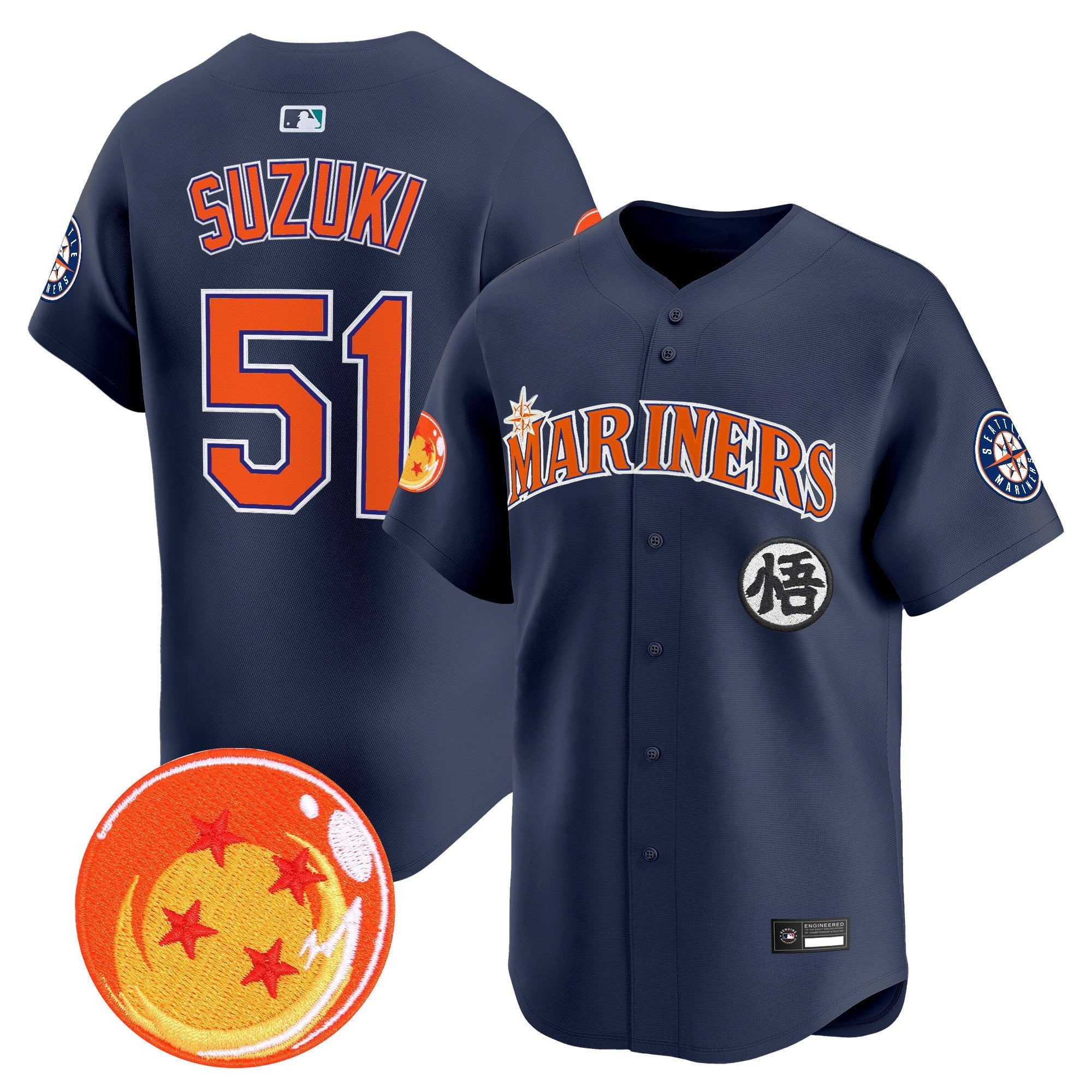 Men's Seattle Mariners x Dragon Ball Vapor Premier Limited Jersey - All Stitched