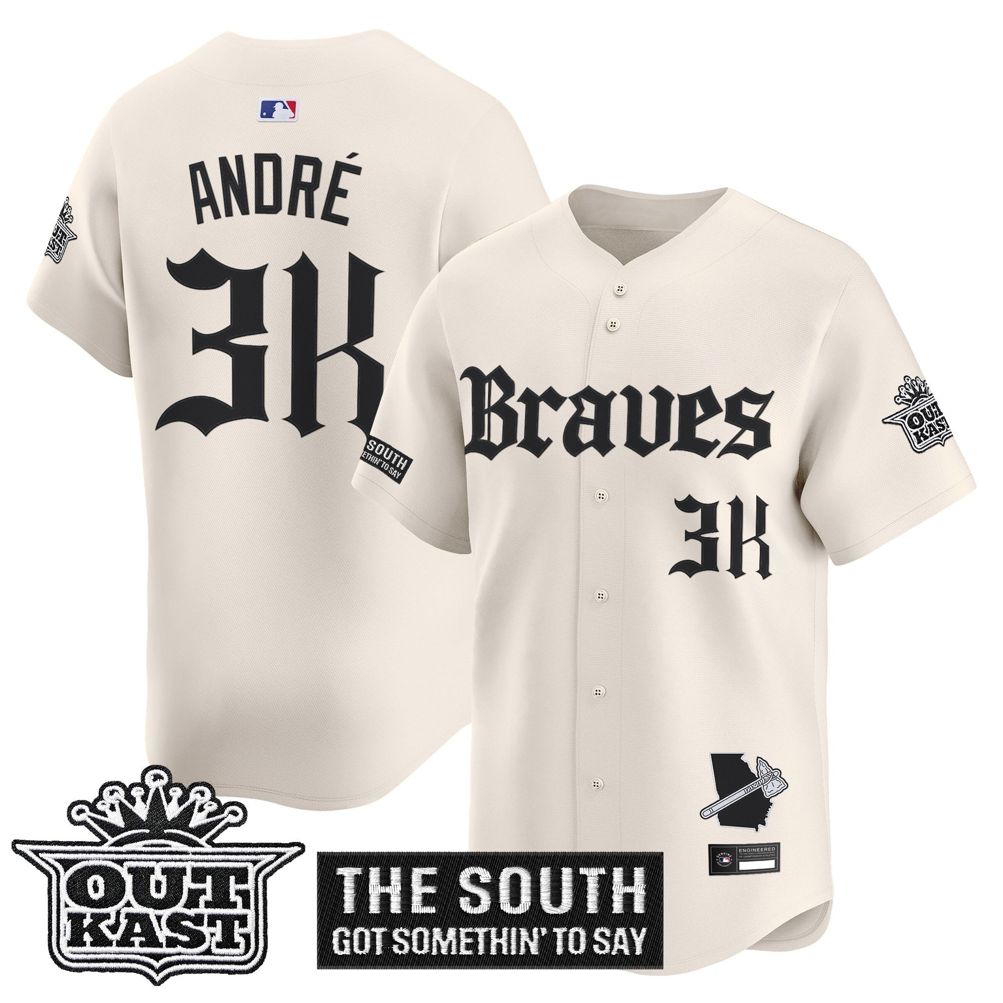 Men's Atlanta Braves 'Gothic South x Outkast Edition' Vapor Premier Limited Jersey V2- All Stitched