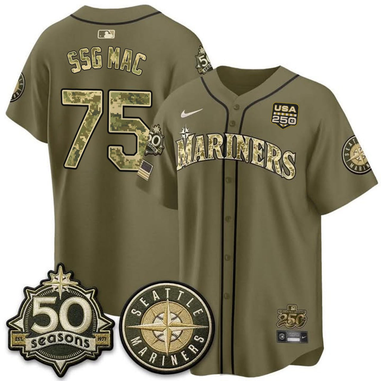 Cal Raleigh Seattle Mariners Armed Forces Day '50 Seasons' Patch Vapor Limited Jersey – All Stitched