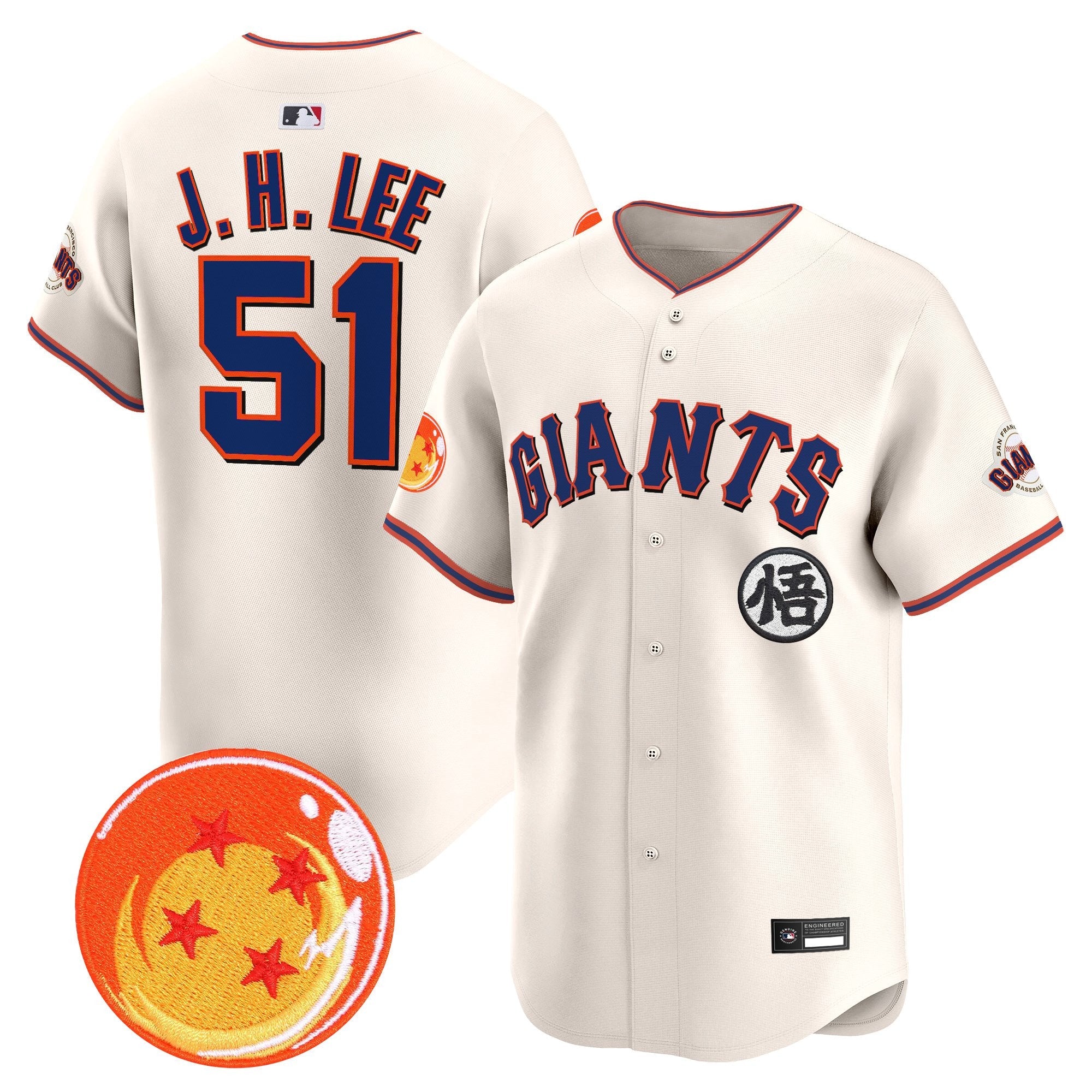 Men's San Francisco Giants x Dragon Ball Vapor Premier Limited Jersey - All Stitched