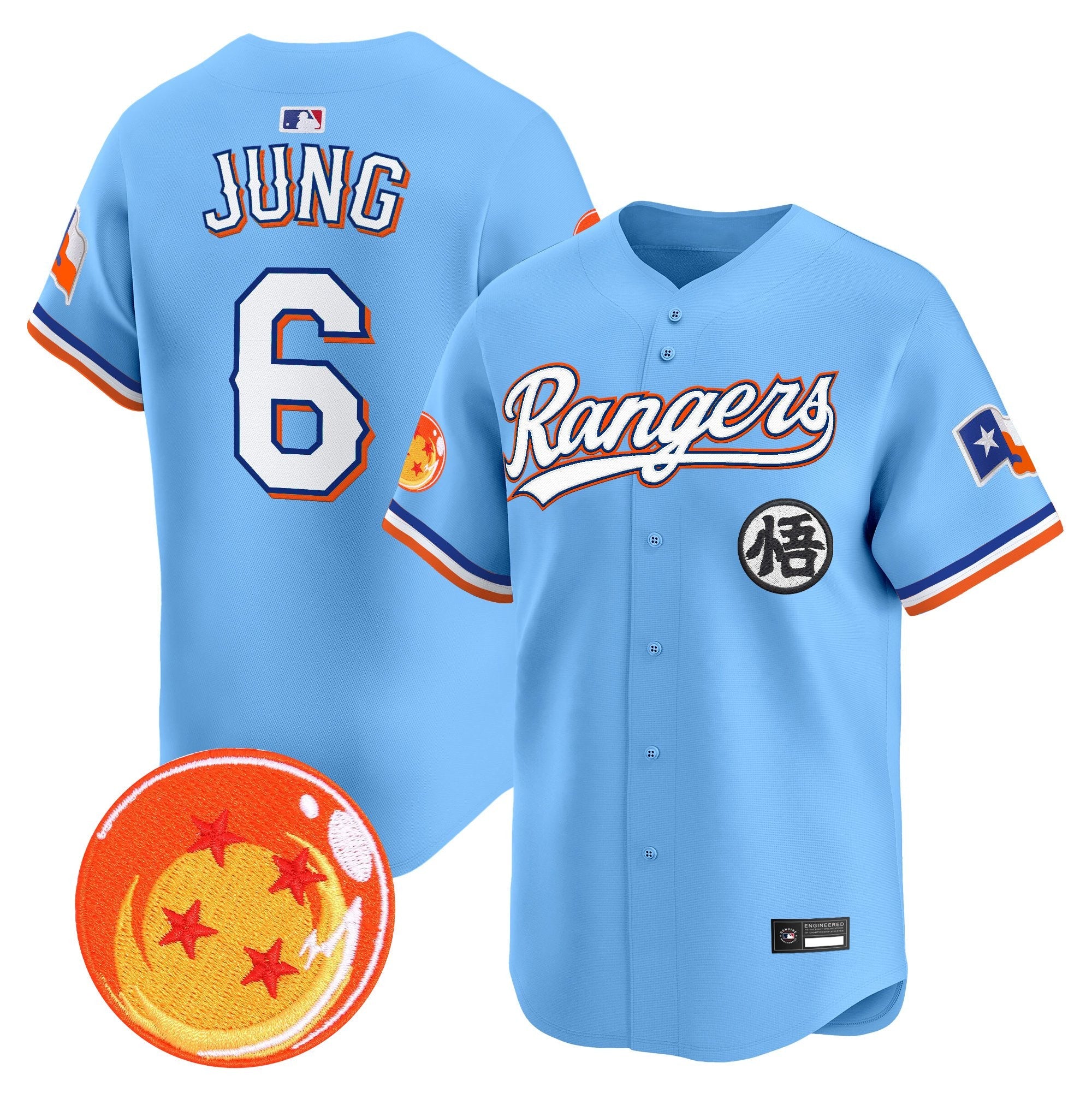 Men's Texas Rangers x Dragon Ball Vapor Premier Limited Jersey - All Stitched