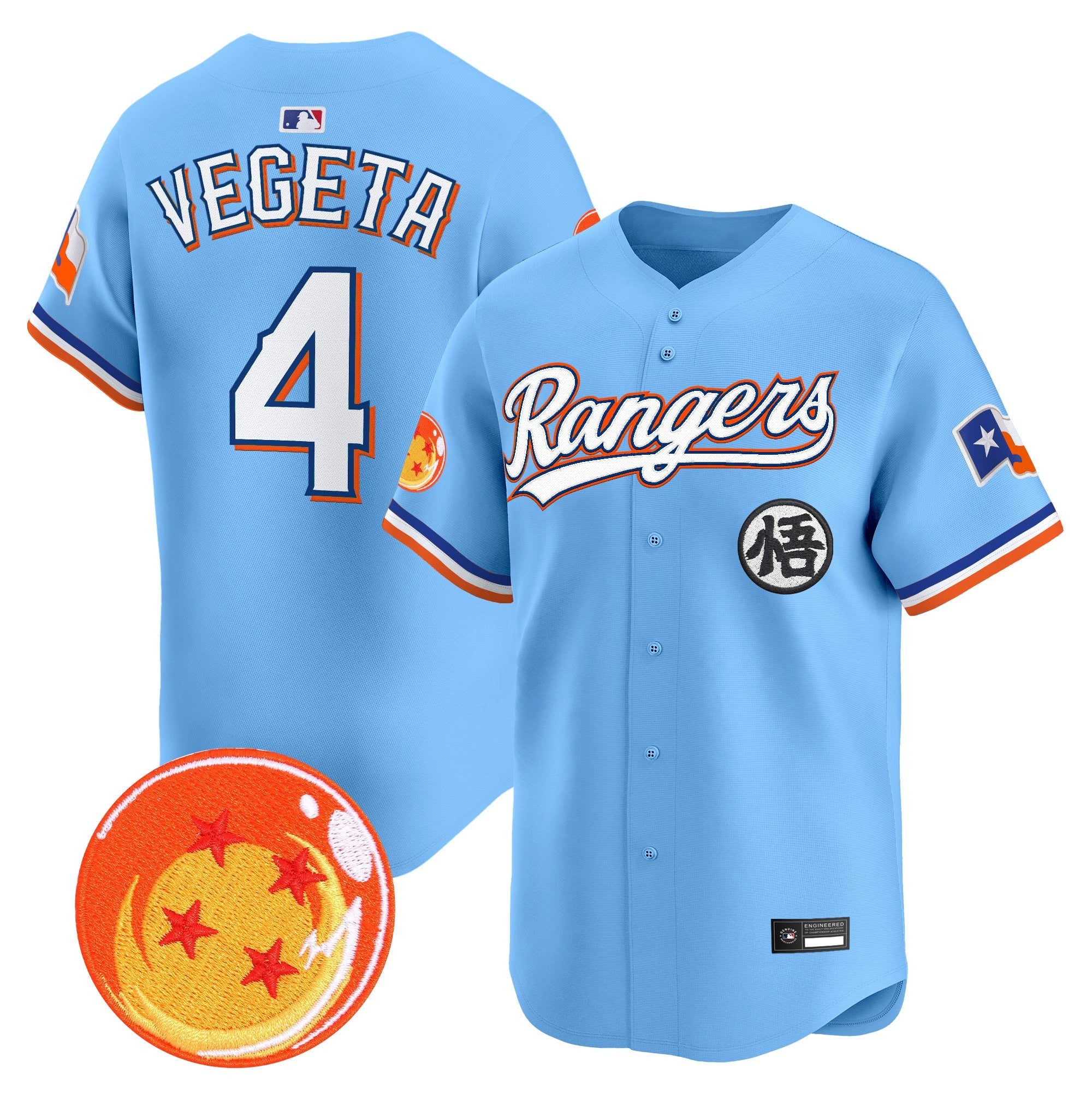 Men's Texas Rangers x Dragon Ball Vapor Premier Limited Jersey - All Stitched
