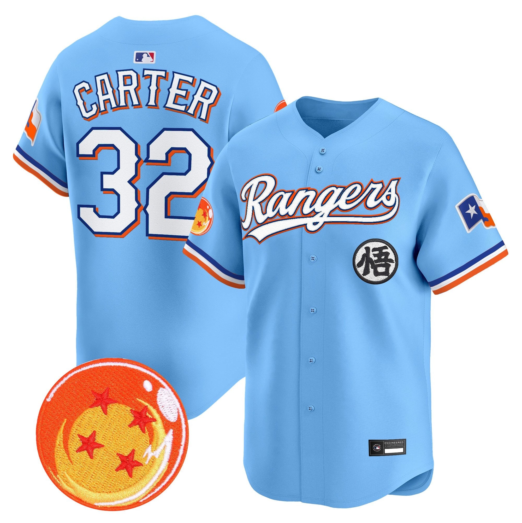 Men's Texas Rangers x Dragon Ball Vapor Premier Limited Jersey - All Stitched