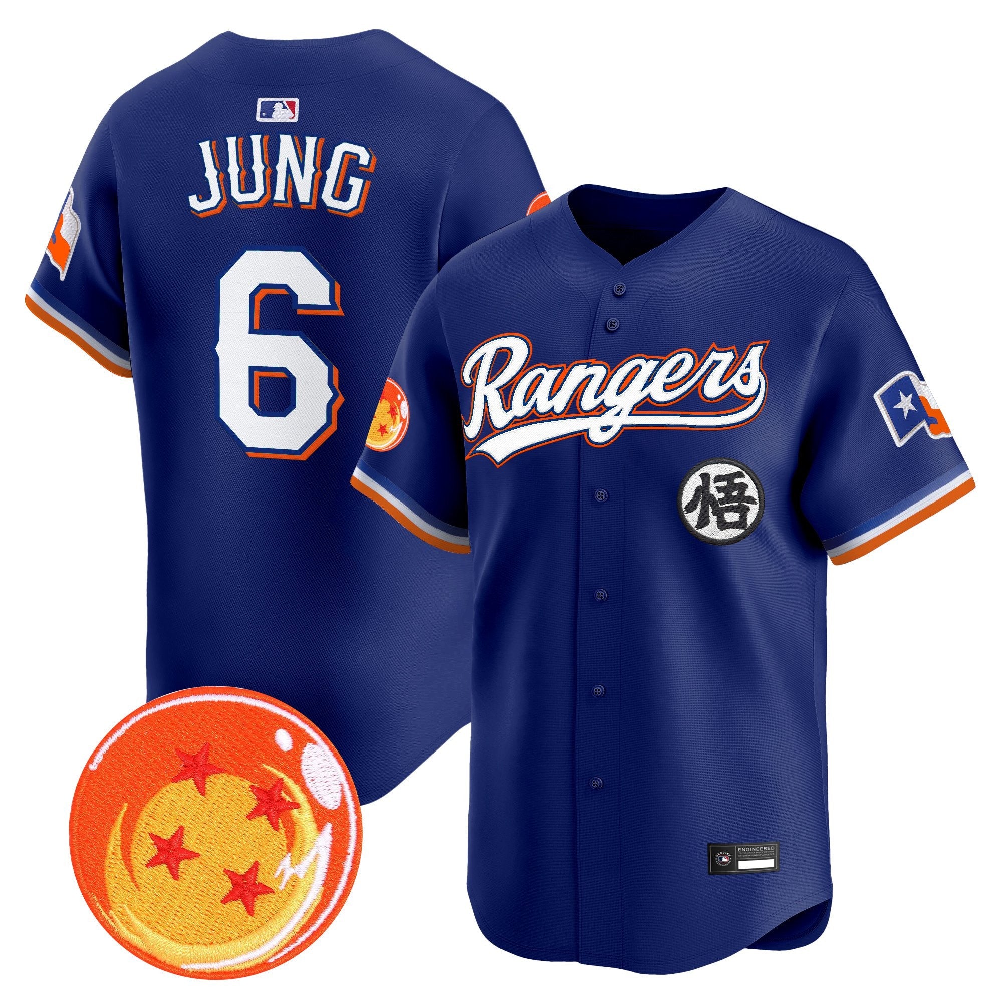 Men's Texas Rangers x Dragon Ball Vapor Premier Limited Jersey - All Stitched
