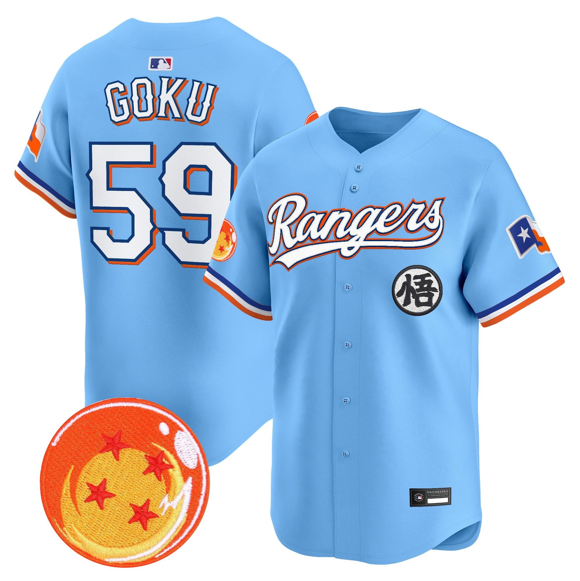 Men's Texas Rangers x Dragon Ball Vapor Premier Limited Jersey - All Stitched
