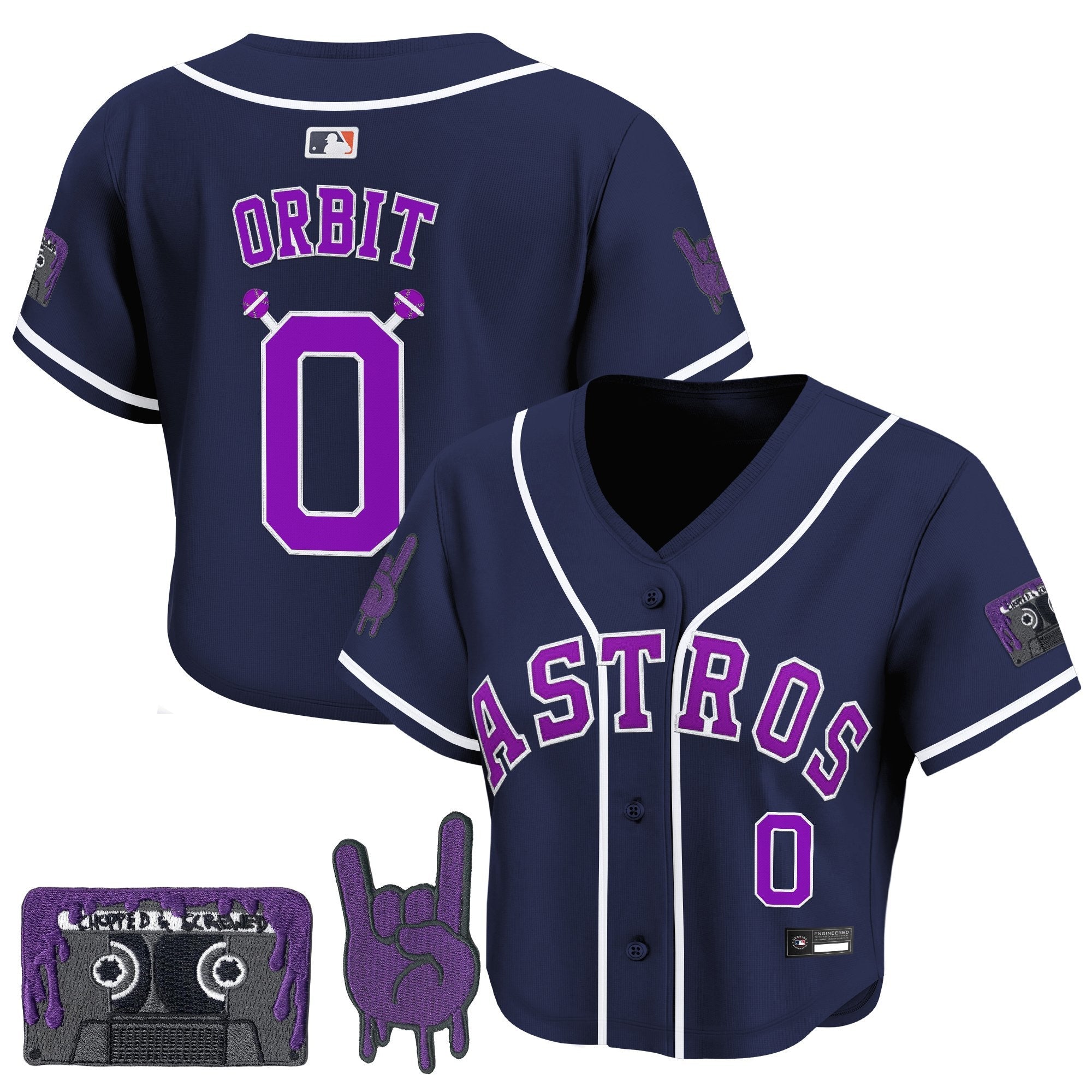 Women's Houston Astros DJ Screw Patch Crop top Baseball Jersey - All Stitched