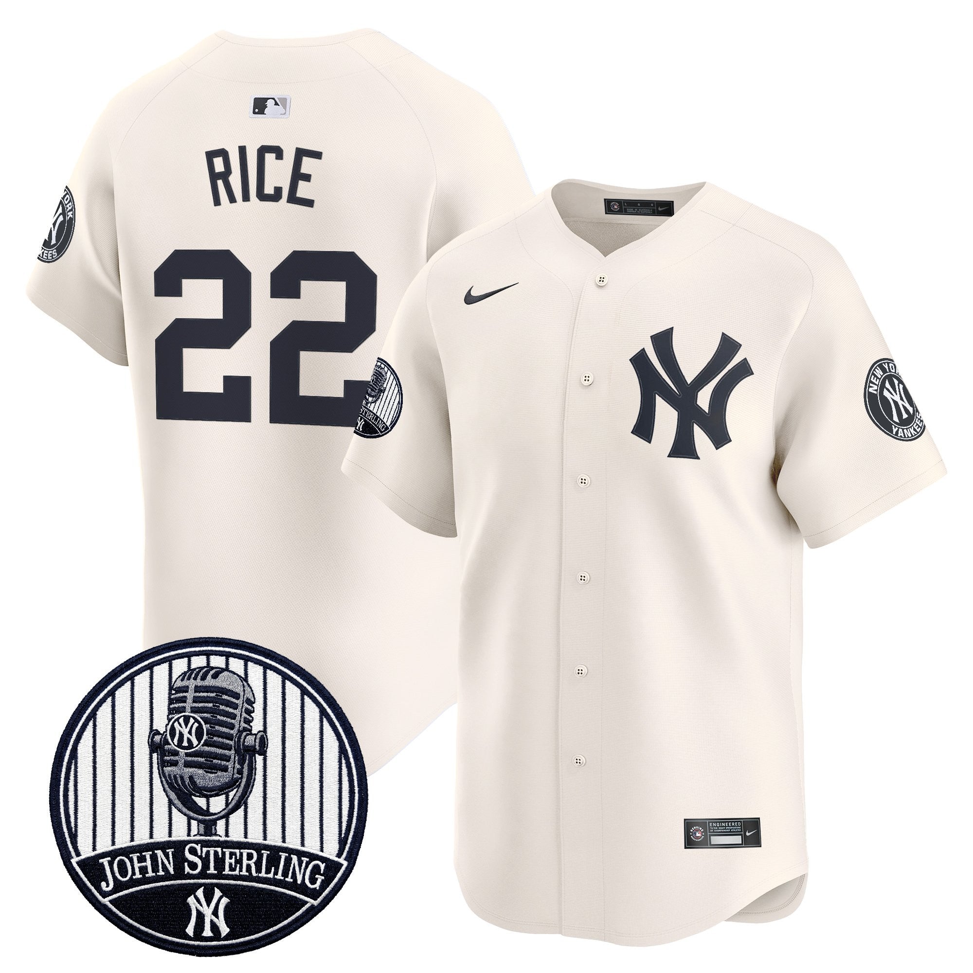 Men's Yankees John Sterling "The Voice of the Yankees" Tribute Patch Vapor Premier Limited Jersey V2 - All Stitched