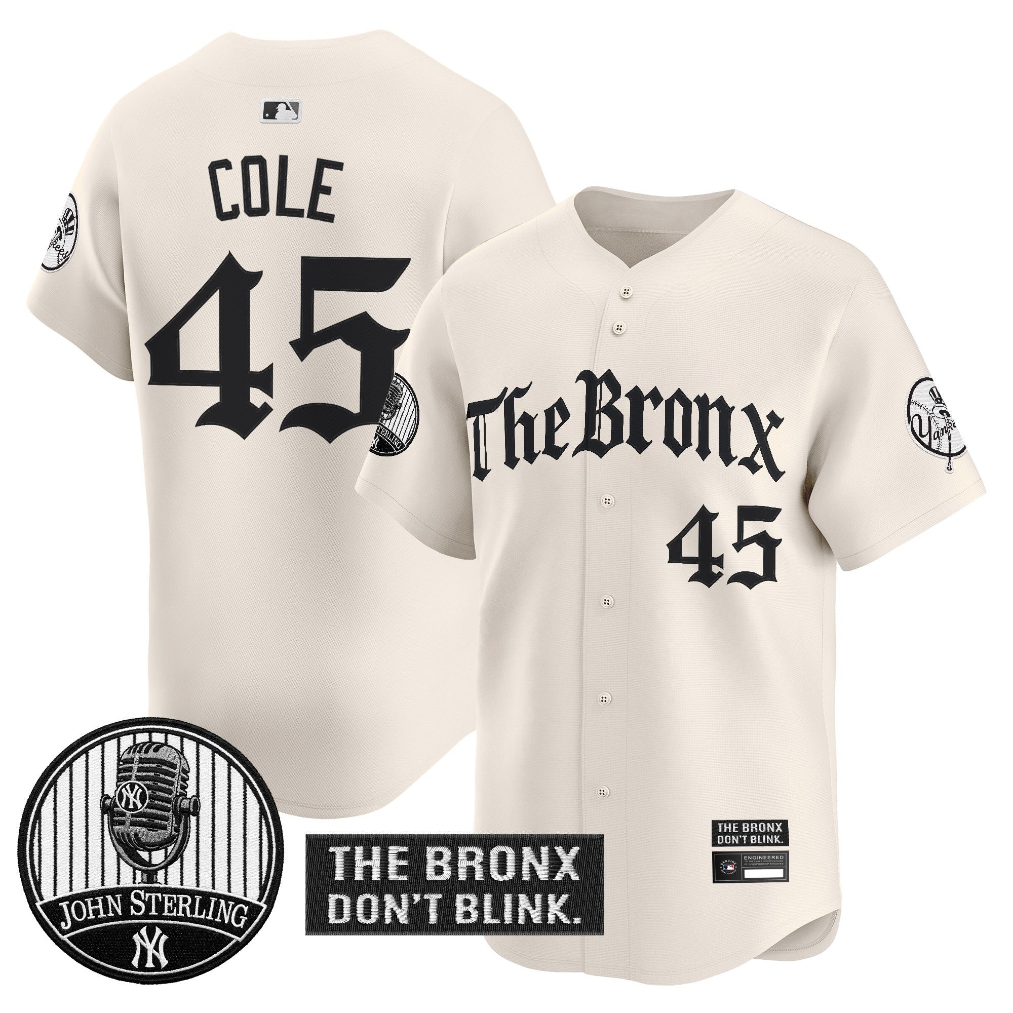 Men's Yankees "The Bronx Gothic" Vapor Premier Limited Jersey - John Sterling Patch - All Stitched