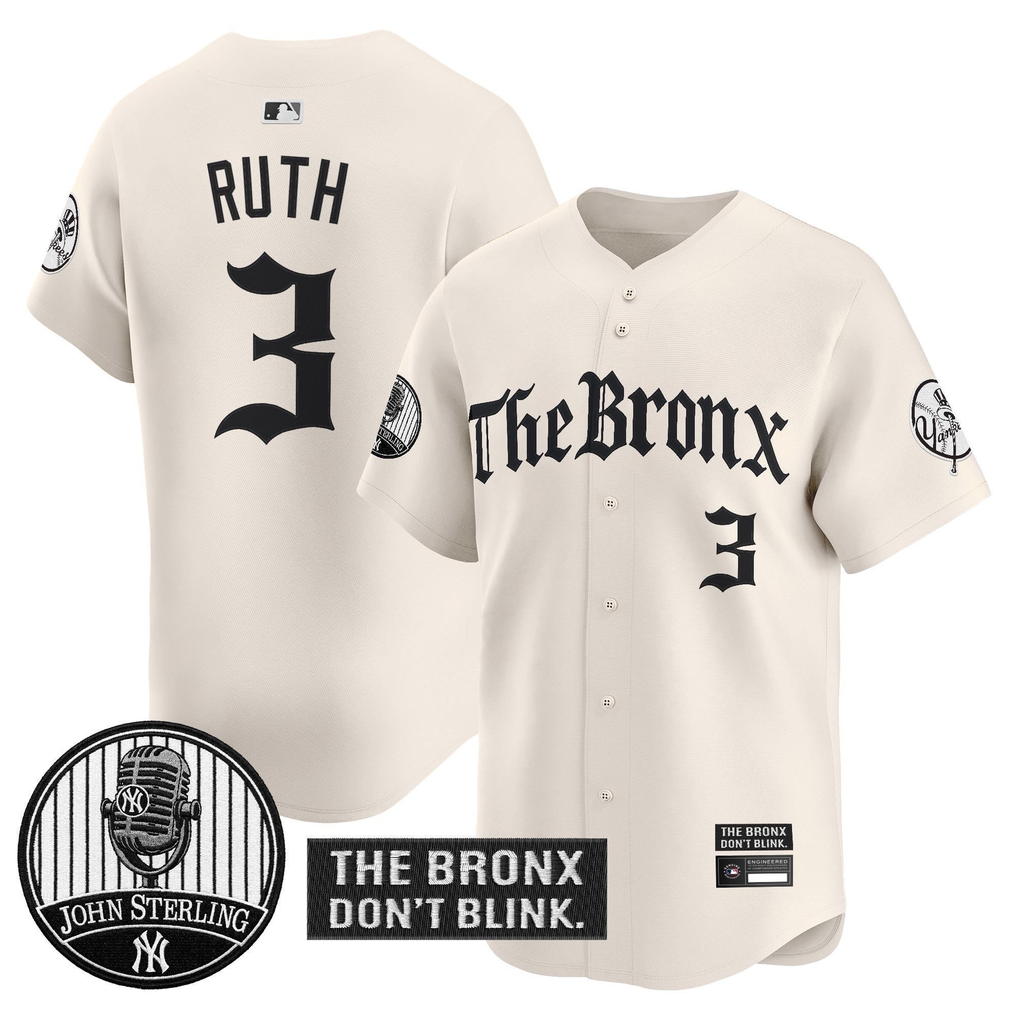 Men's Yankees "The Bronx Gothic" Vapor Premier Limited Jersey - John Sterling Patch - All Stitched