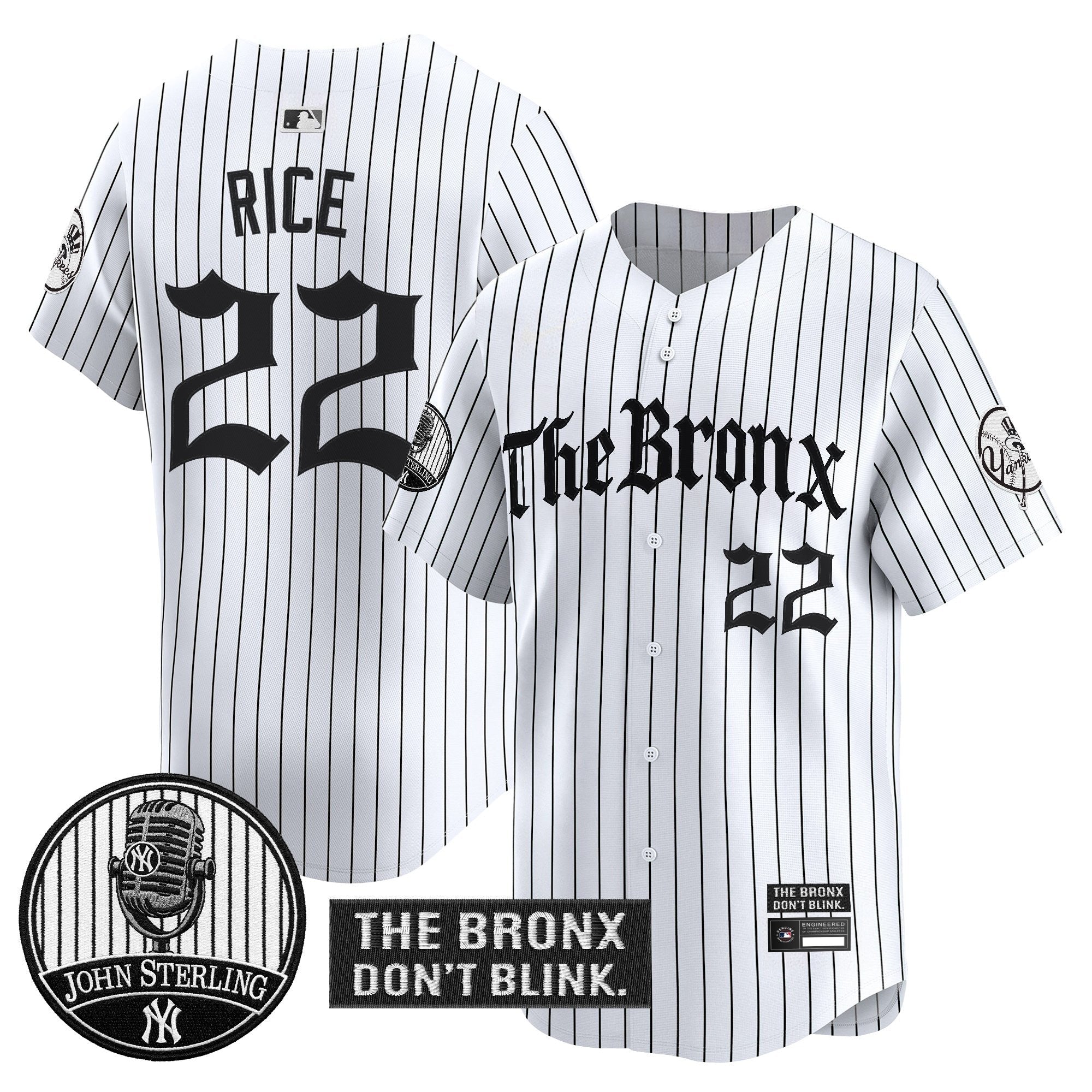 Men's Yankees "The Bronx Gothic" Vapor Premier Limited Jersey - John Sterling Patch - All Stitched